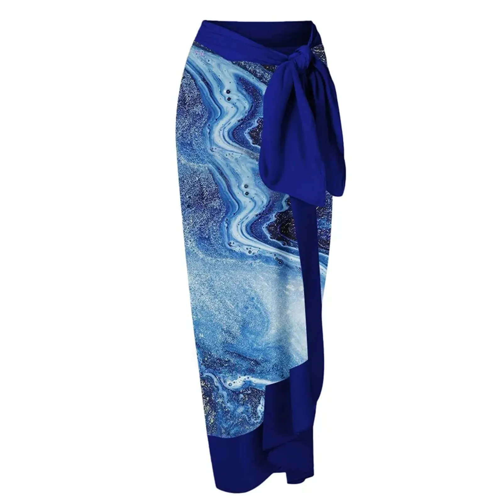 PAIDAXING Costume da bagno da donna a due pezzi con pareo, stampa floreale, 09-azzurro, M - immagine 6