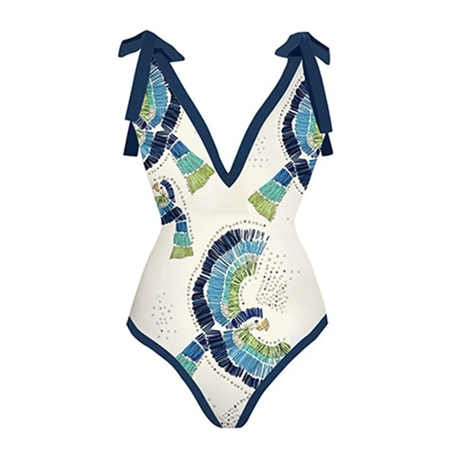 PAIDAXING Costume da Bagno da Donna 2 Pezzi con Pareo, Stampa Floreale, Beige, M - immagine 4