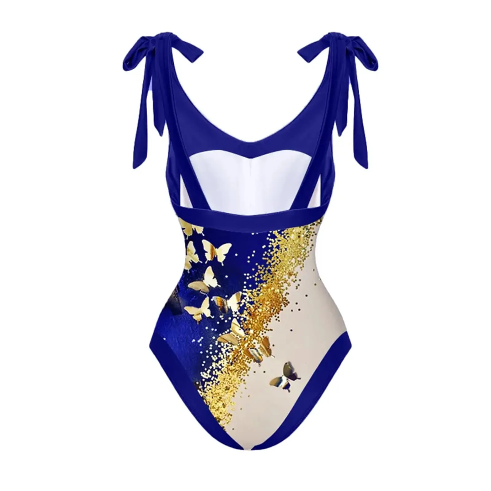 PAIDAXING Costume da bagno da donna 2 pezzi con pareo, stampa floreale, Blu, L - immagine 5