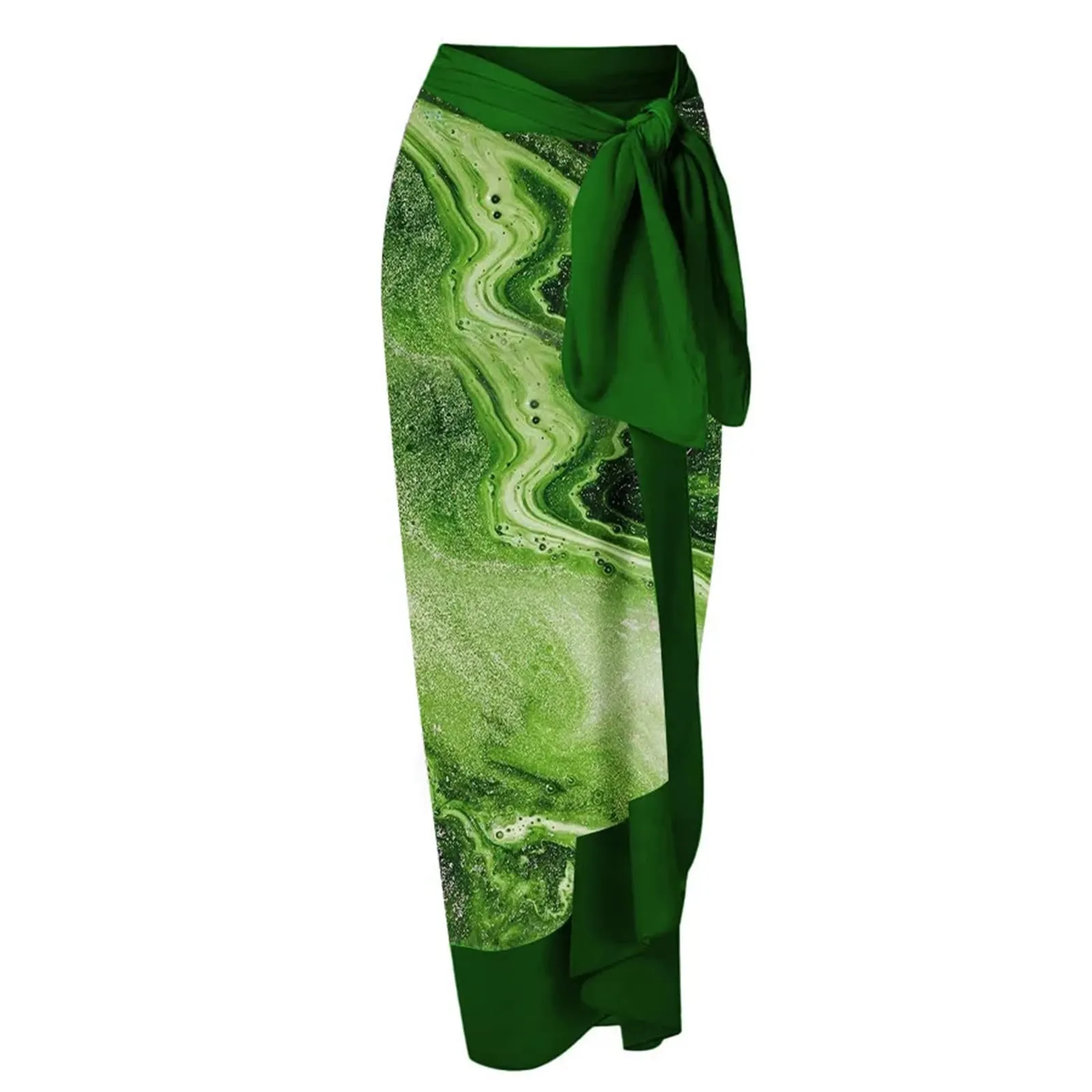PAIDAXING Costume da bagno da donna a due pezzi con pareo abbinato, stampa floreale, 08-verde, L - immagine 6