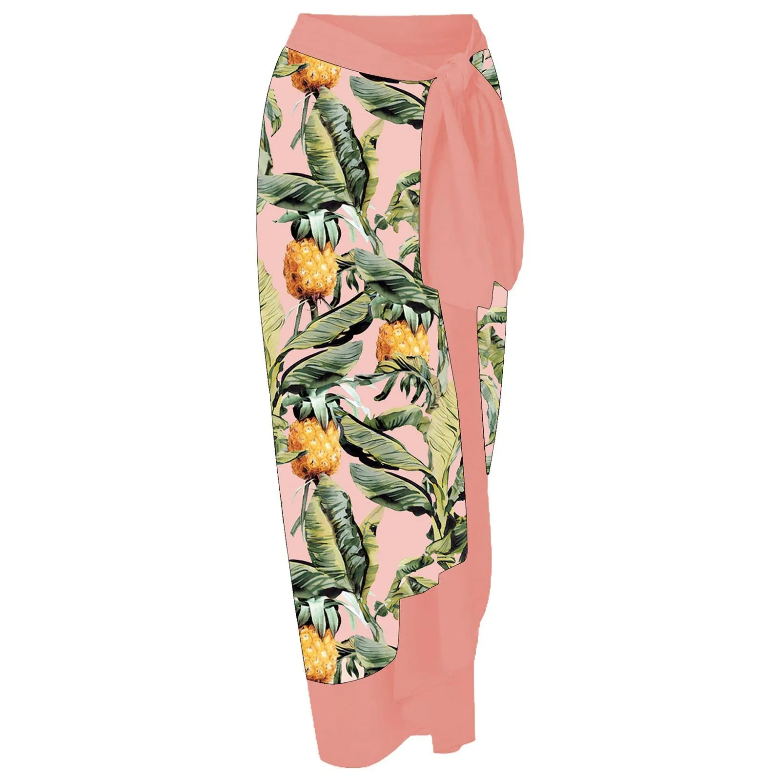 PAIDAXING Costume da bagno da donna 2 pezzi con pareo, stampa floreale, rosa, L - immagine 7
