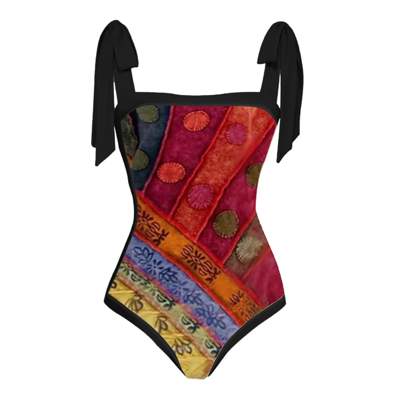 PAIDAXING Costume da bagno da donna 2 pezzi con pareo, stampa floreale, rosso, XXL - immagine 4