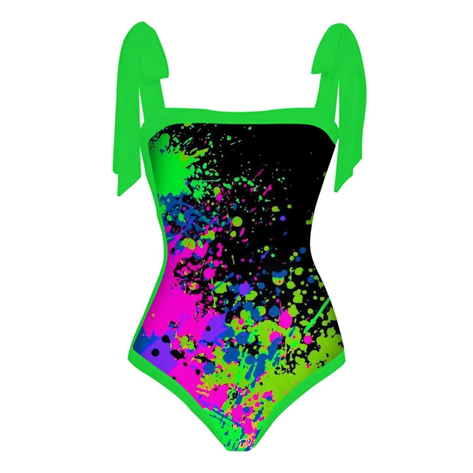 PAIDAXING Costume da bagno da donna a due pezzi con pareo, Stampa Floreale, Verde, L - immagine 5