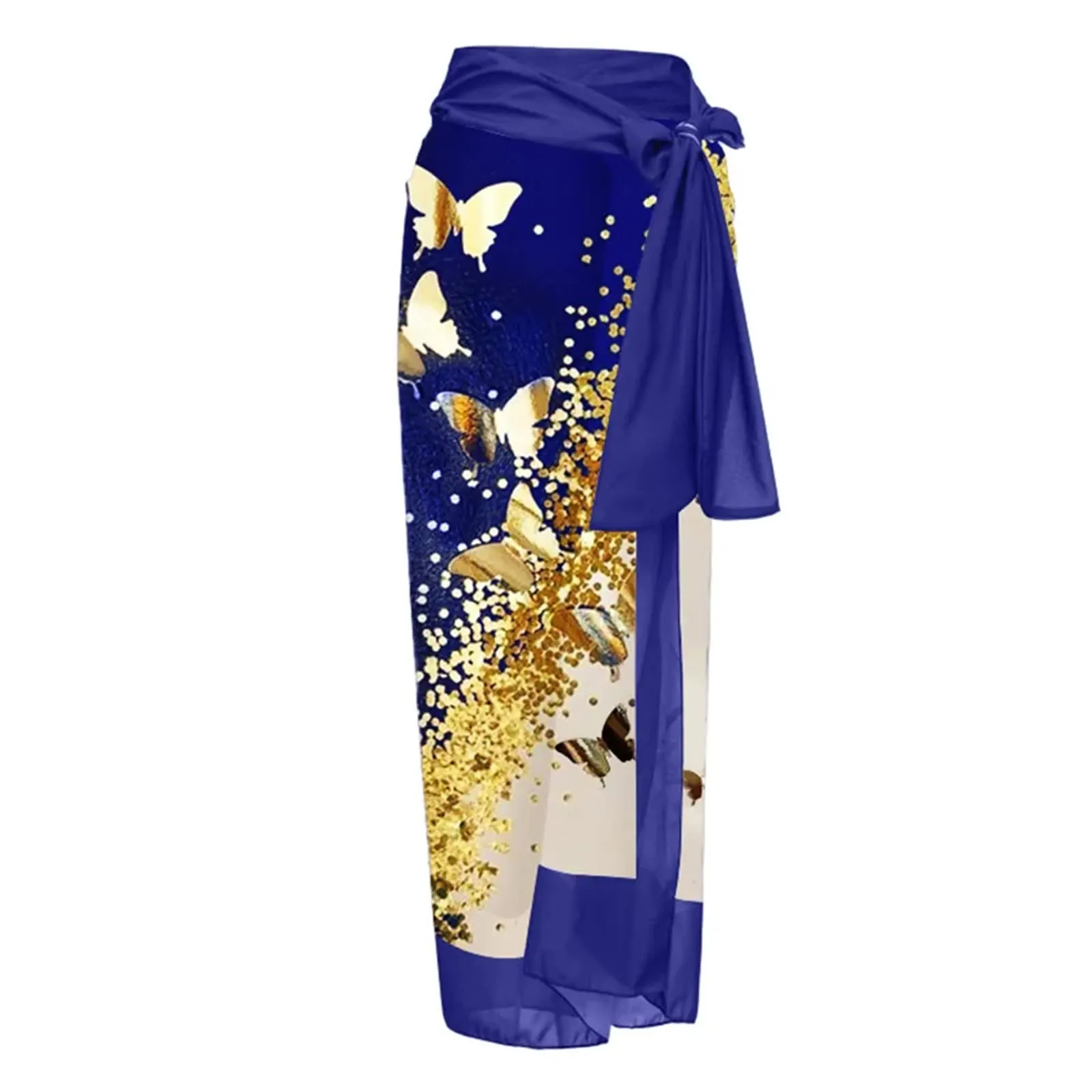 PAIDAXING Costume da bagno da donna a due pezzi con pareo, stampa floreale, Blu, XL - immagine 6