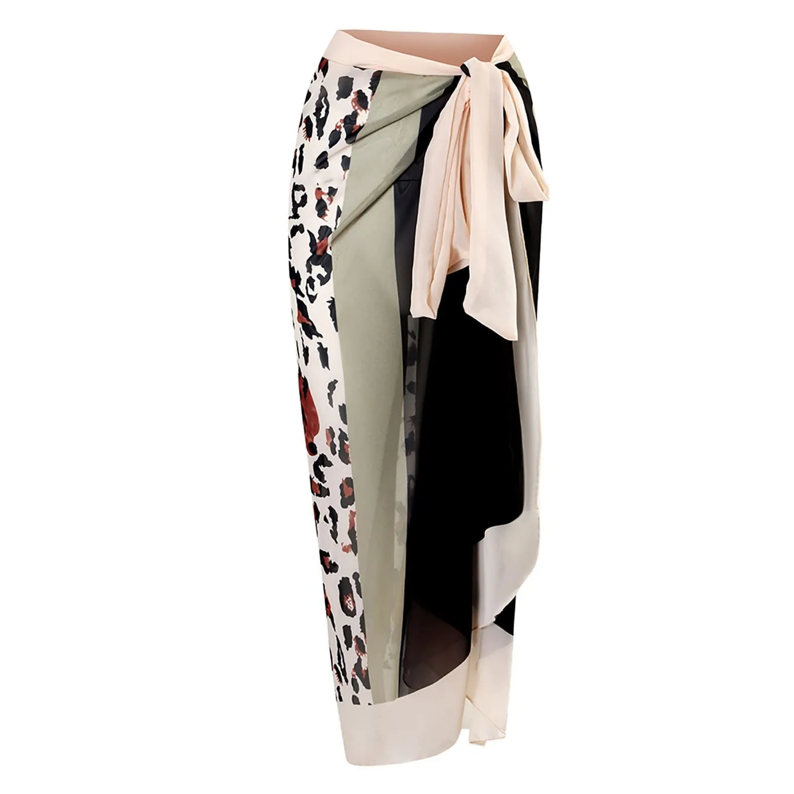 PAIDAXING Costume da bagno da donna due pezzi con pareo a stampa floreale, Nero, M - immagine 5