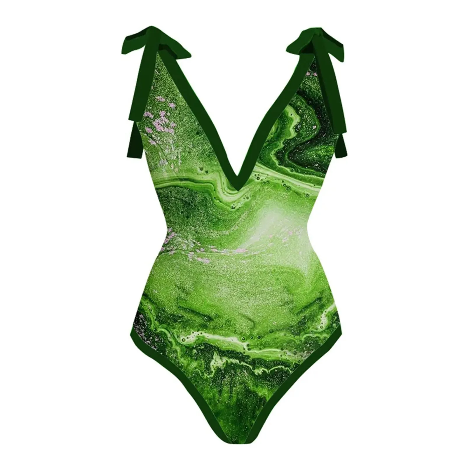 PAIDAXING Costume da bagno da donna 2 pezzi con pareo coordinato, stampa floreale, verde, S - immagine 4