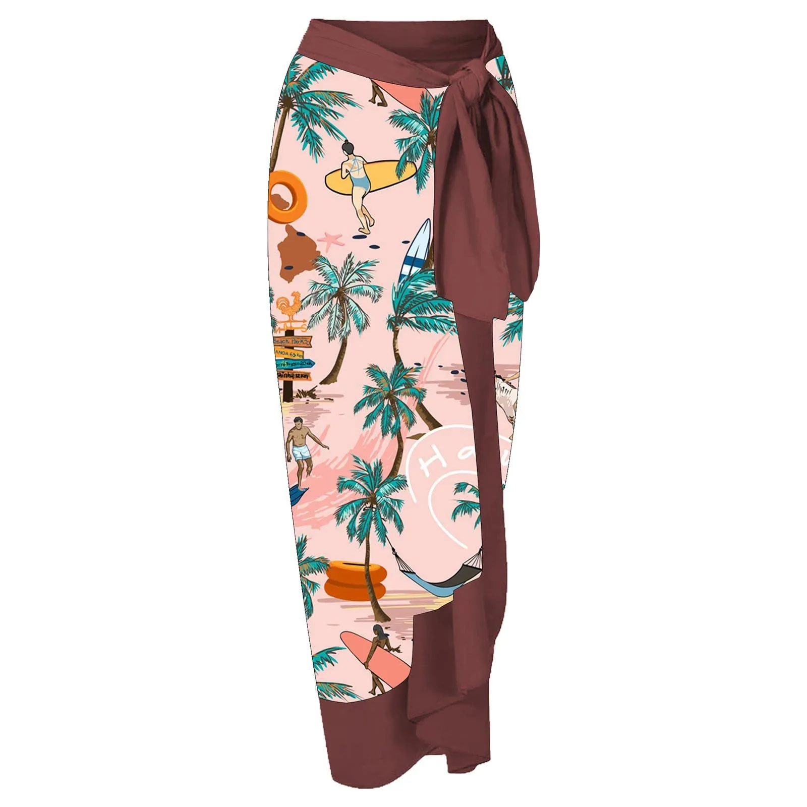 PAIDAXING Costume da bagno da donna a due pezzi con pareo, stampa floreale, Rosso, S - immagine 8