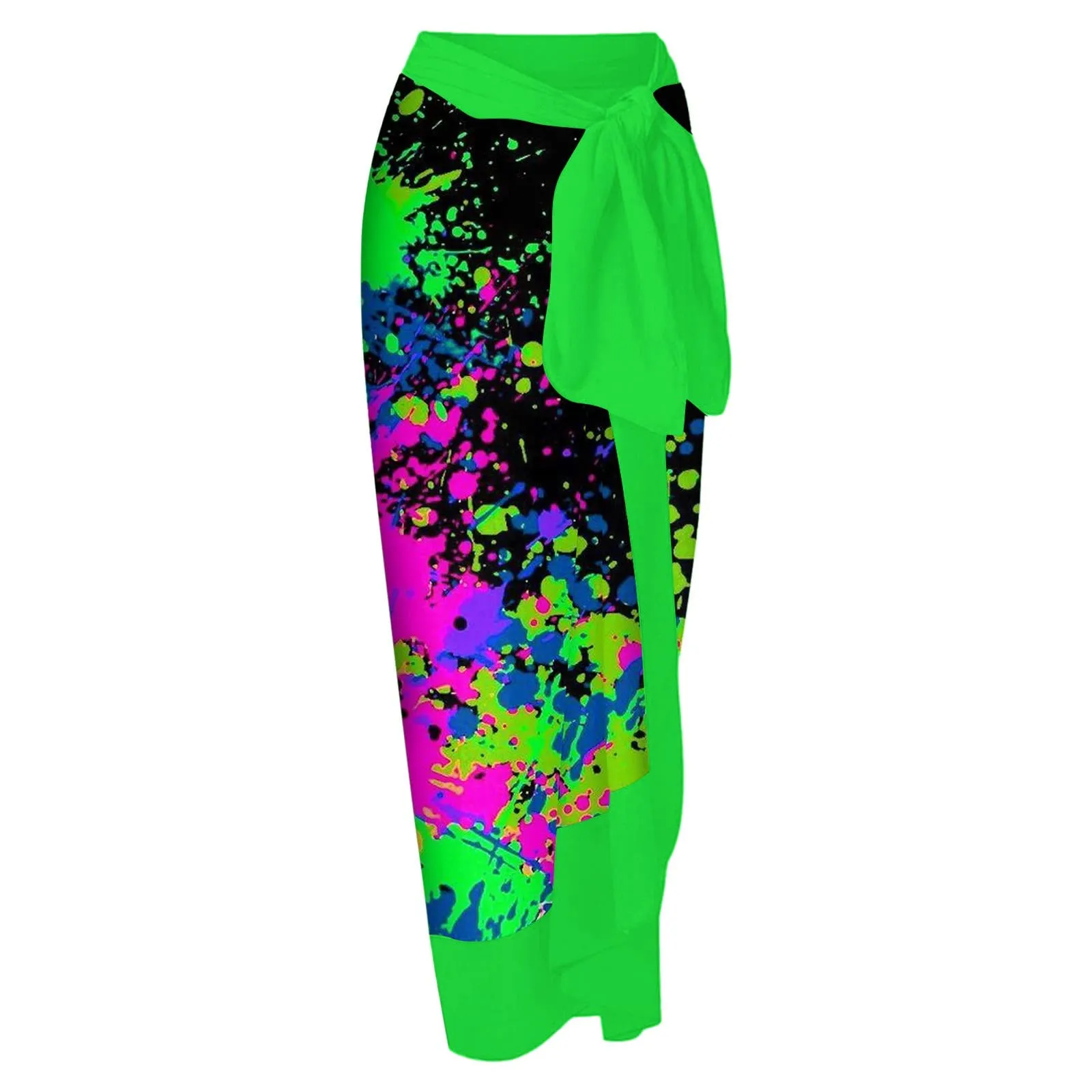 PAIDAXING Costume da bagno da donna a due pezzi con pareo coordinato, stampa floreale, verde, M - immagine 4
