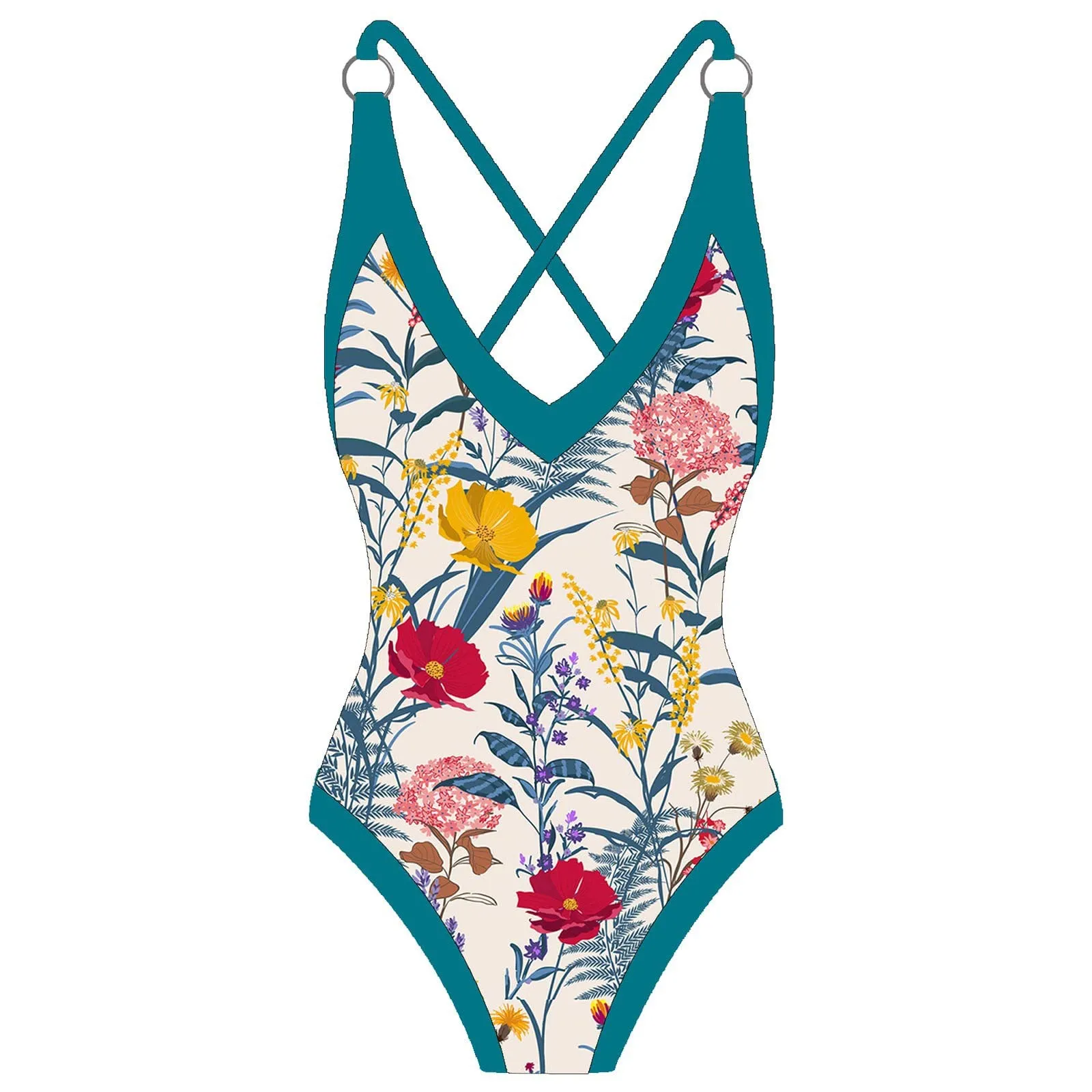 PAIDAXING Costume da Bagno da Donna a Due Pezzi con Pareo, Stampa Floreale, Verde, M - immagine 6