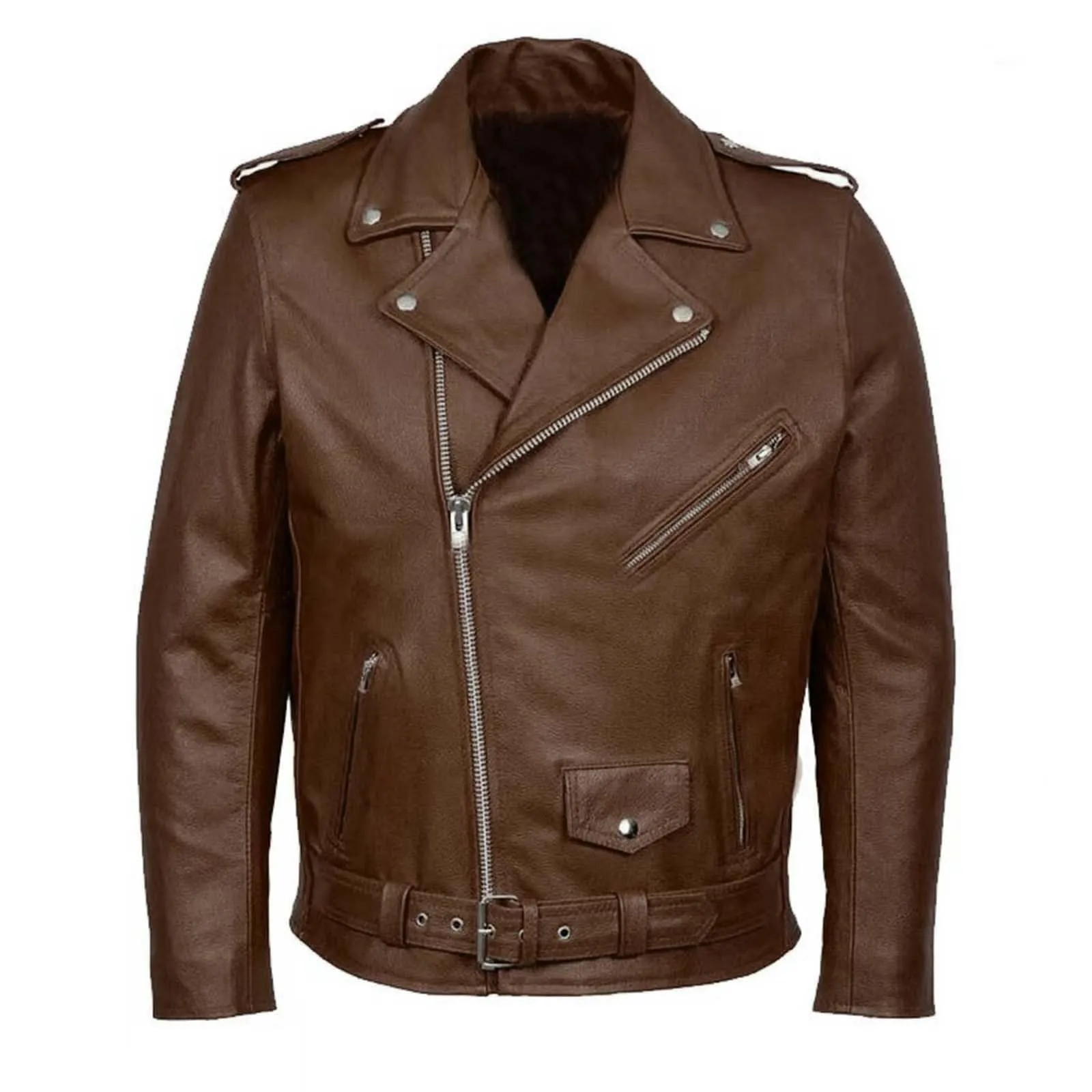 Giacca di Pelle da Uomo Vintage Slim Fit Bomber Primaverile - immagine 3