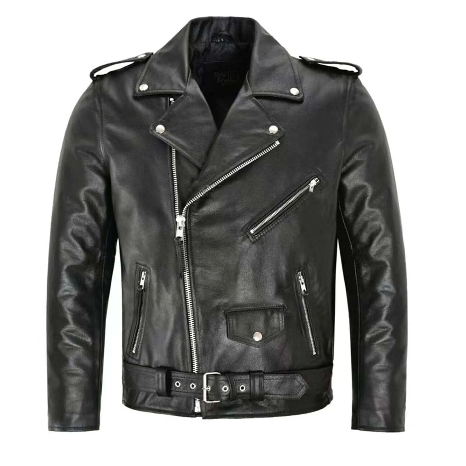Generic Giubbotto in Ecopelle Uomo Stile Biker Bomber Moto Nero 4XL - immagine 3