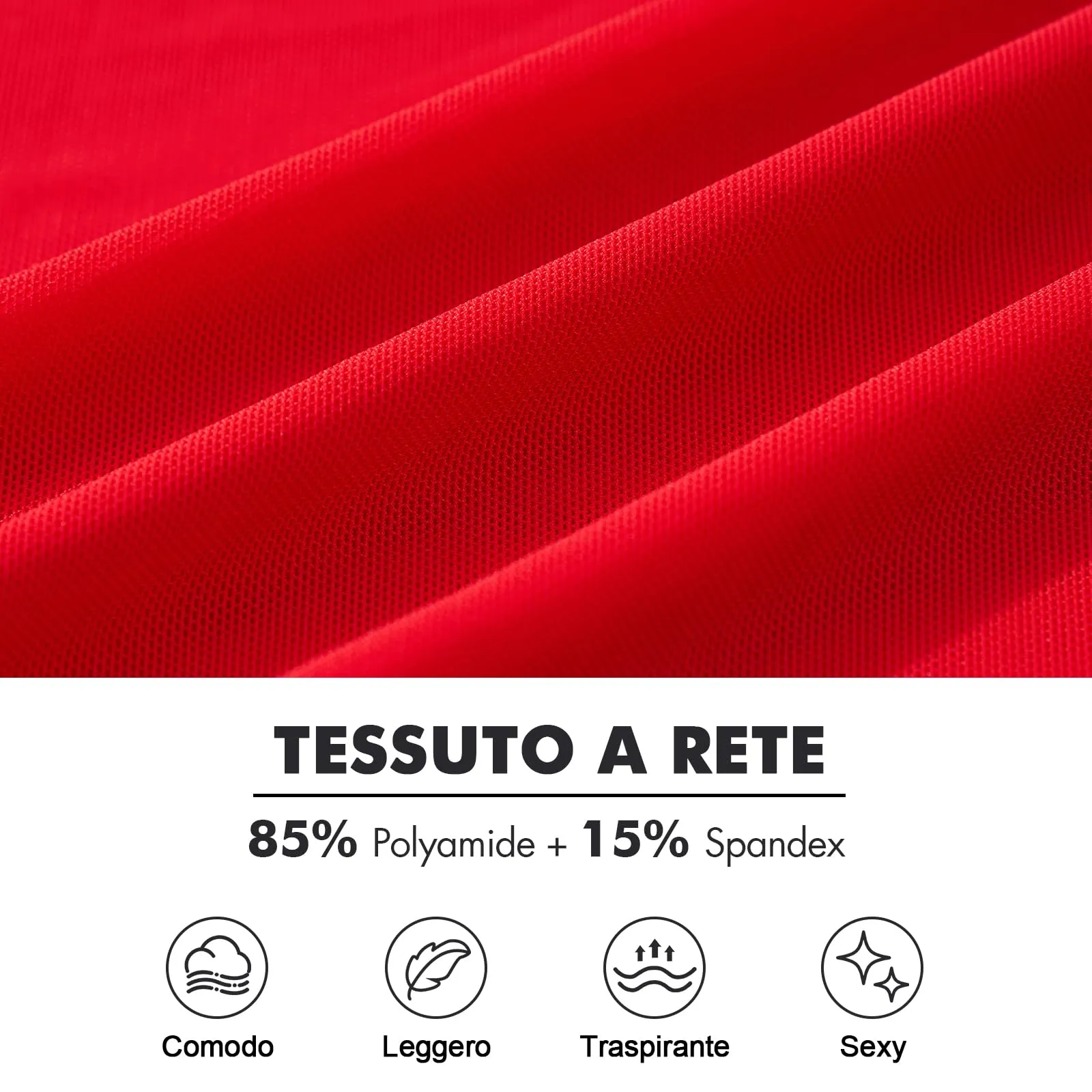 GENEMEN Maglia a Rete Uomo Manica Lunga, Rosso, L - immagine 5