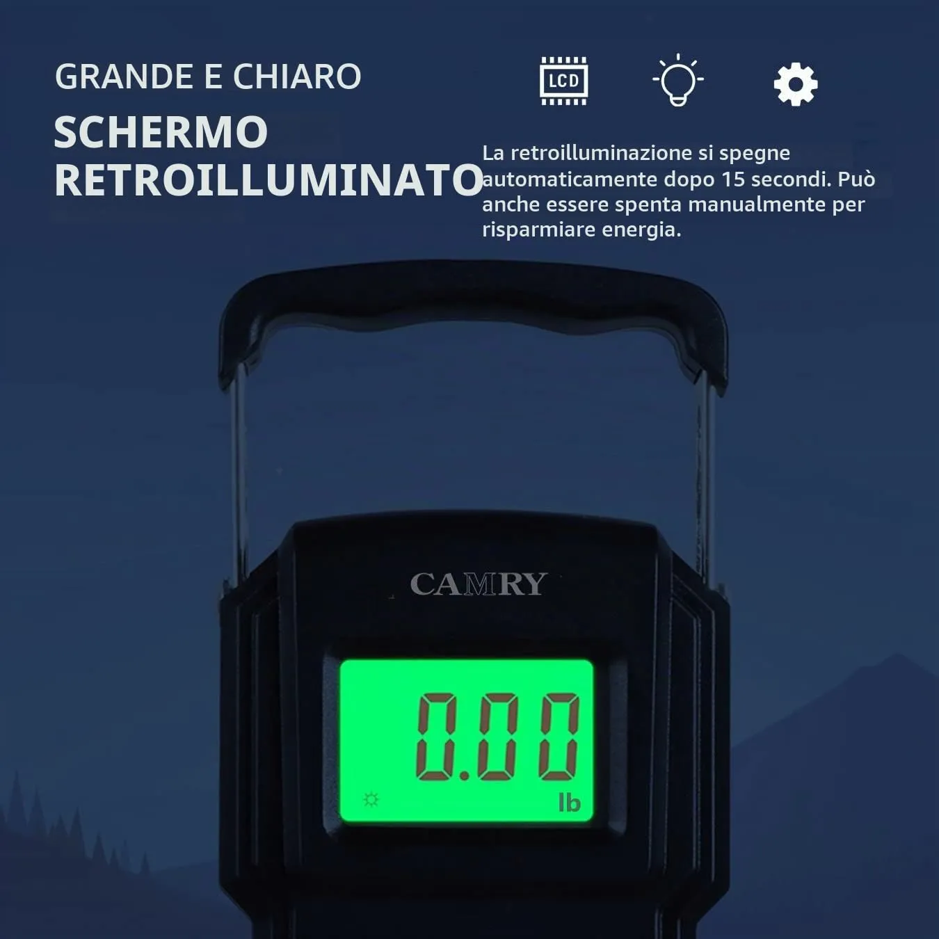 CAMRY Bilancia Digitale per Bagagli con Gancio e Metro a Nastro, 75kg, Nero - immagine 4