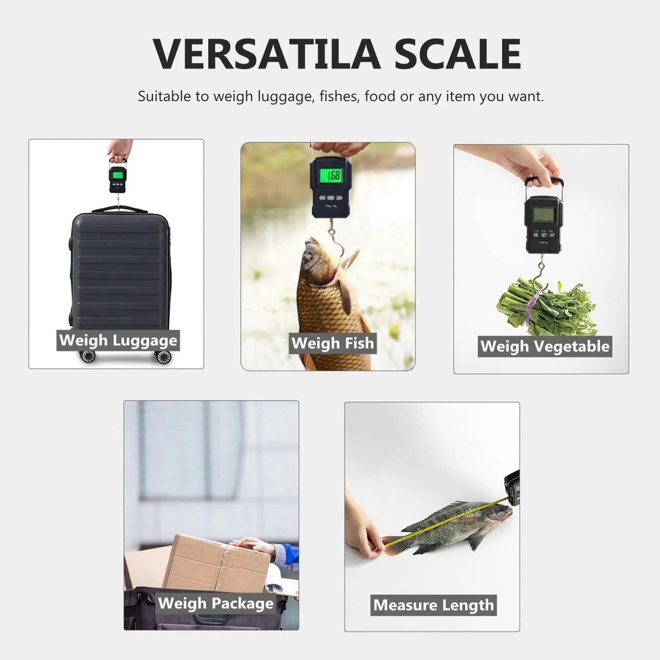 CAMRY Bilancia Digitale per Bagagli con Gancio e Metro a Nastro, 75kg, Nero - immagine 9