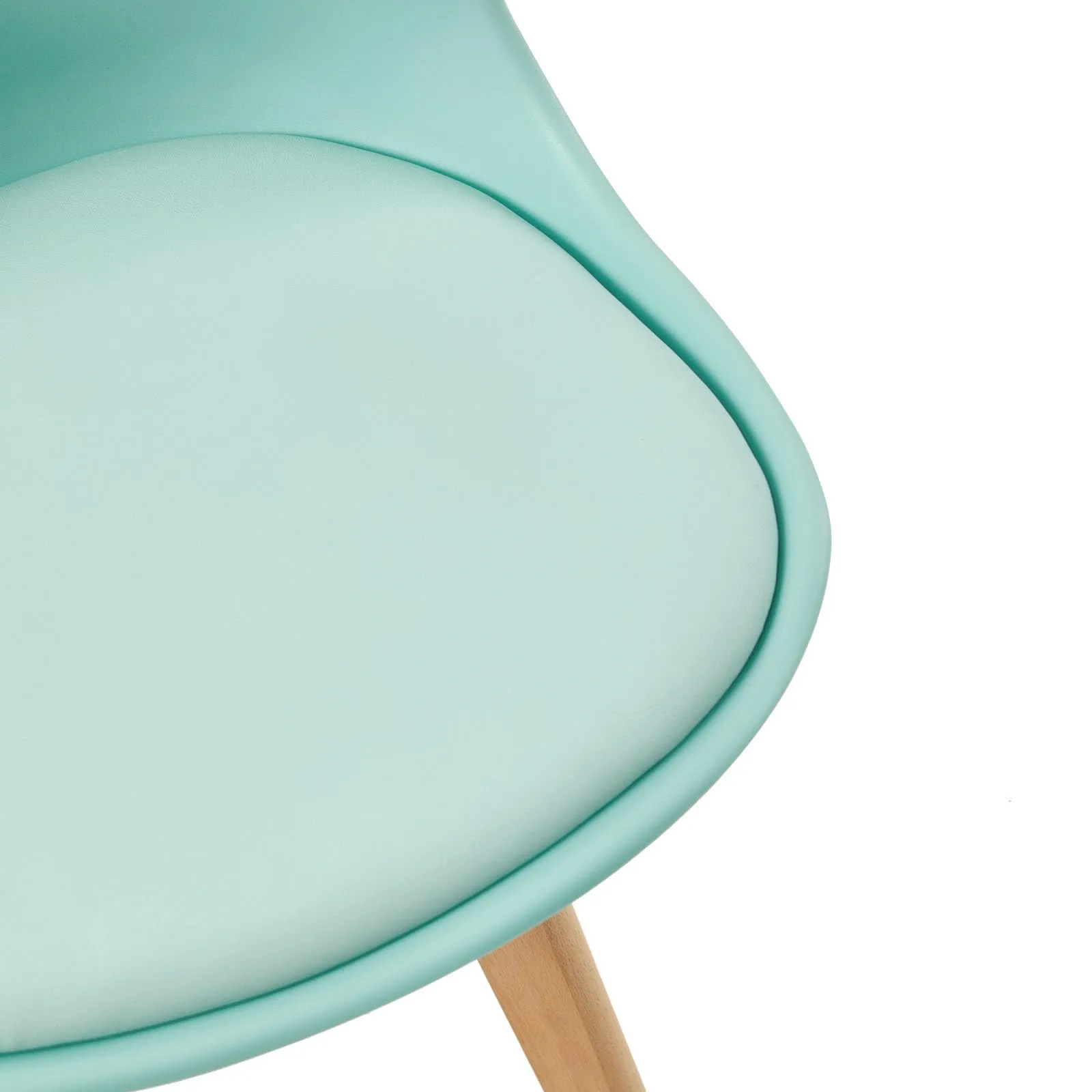 EGGREE Set di 8 Sedie da Sala da Pranzo in Faggio Massiccio, Plastica e Cuscino in PU, Stile Moderno Scandinavo (2 Rosa Fumé, 2 Turchese, 2 Verde Menta, 2 Grigio Viola) - immagine 6