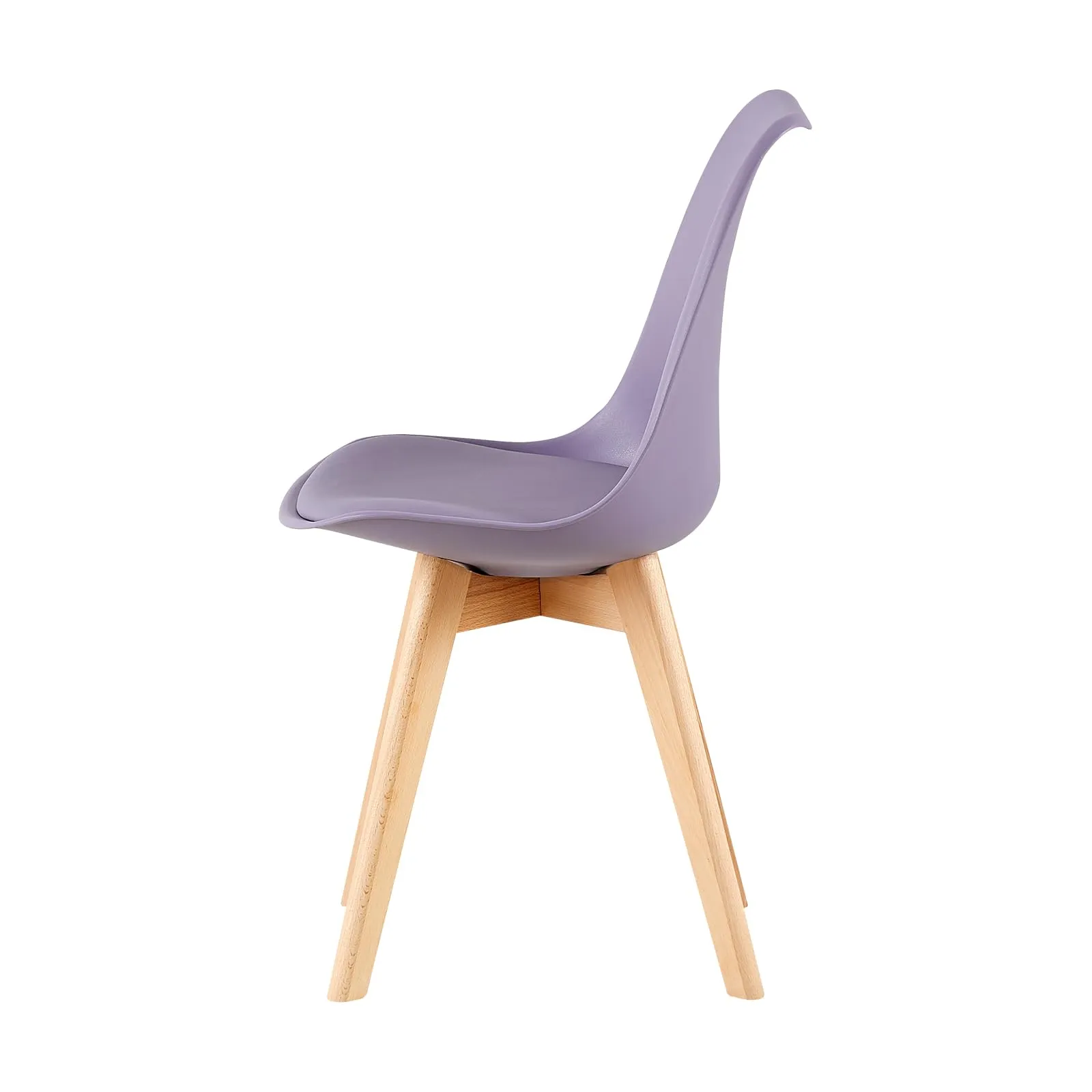 EGGREE Set di 8 Sedie da Sala da Pranzo in Faggio Massiccio, Plastica e Cuscino in PU, Stile Moderno Scandinavo (2 Rosa Fumé, 2 Turchese, 2 Verde Menta, 2 Grigio Viola) - immagine 9