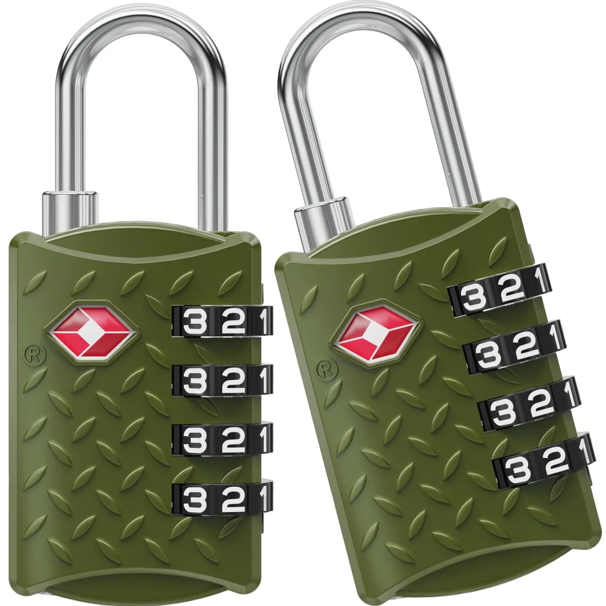 NovLock Lucchetti TSA a combinazione da viaggio a 4 cifre, verde, 2 pezzi - immagine 1