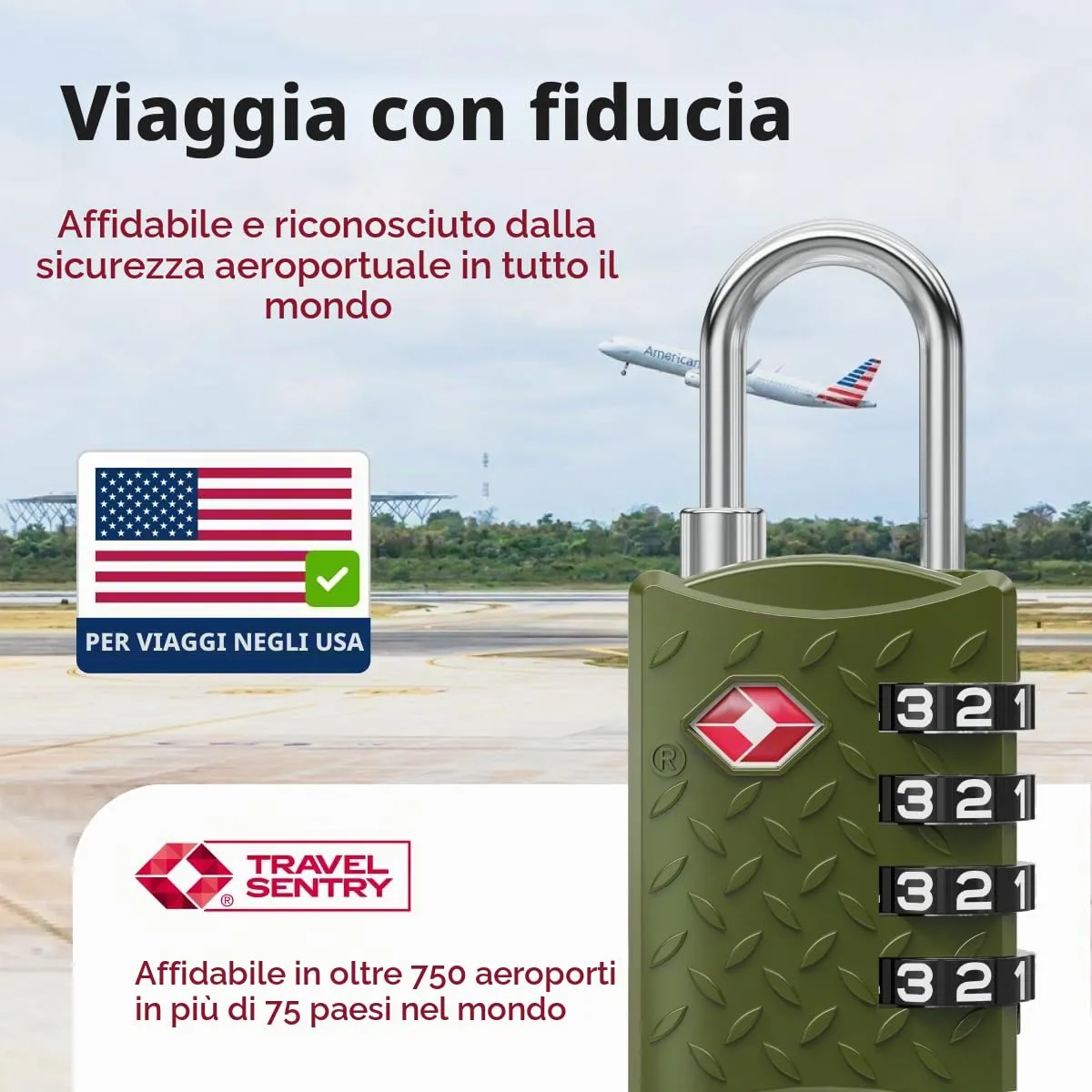 NovLock Lucchetti TSA a combinazione da viaggio a 4 cifre, verde, 2 pezzi - immagine 3