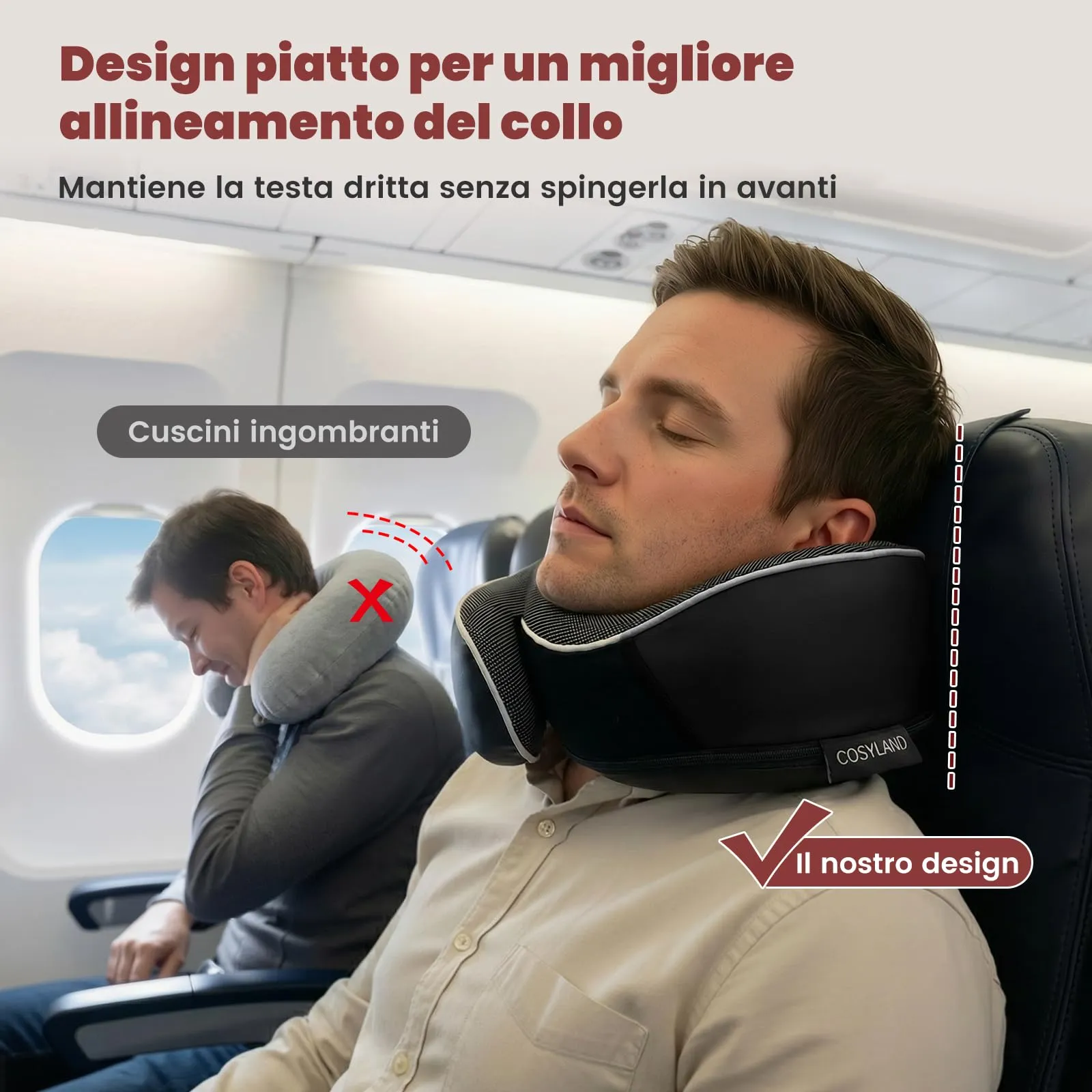 Cosyland Cuscino da Viaggio Cervicale in Memory Foam, Nero - immagine 3