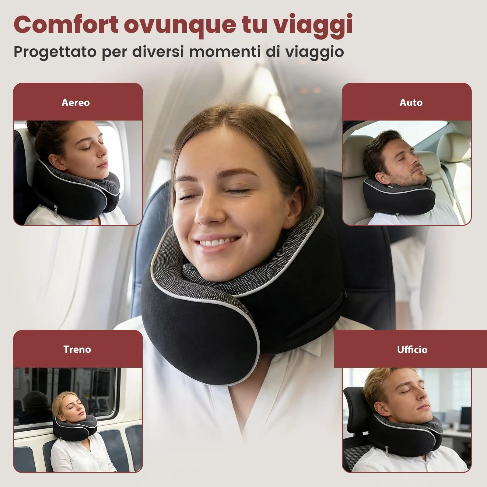 Cosyland Cuscino da Viaggio Cervicale in Memory Foam, Nero - immagine 7