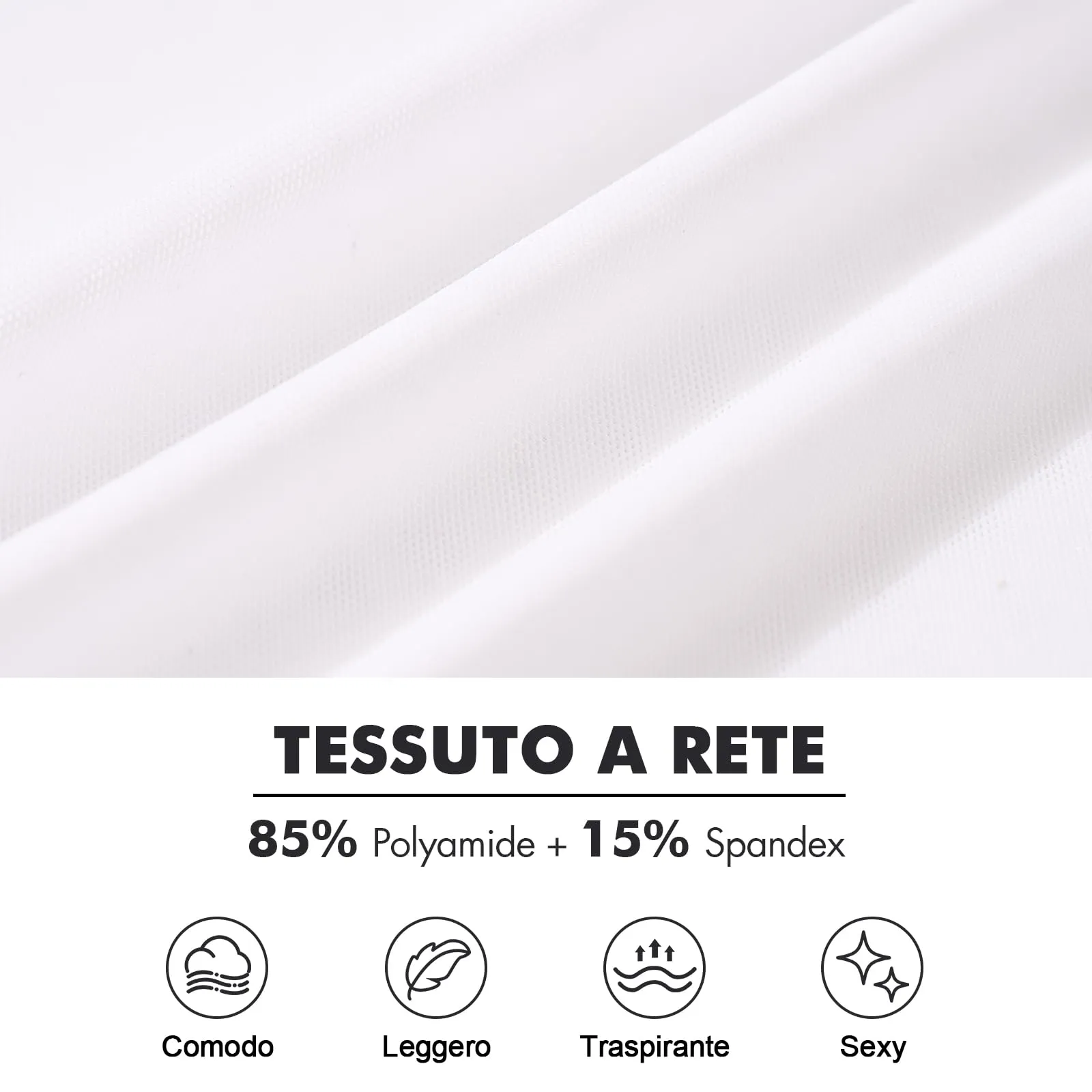 GENEMEN Maglia a Rete Uomo Manica Lunga, Bianco, XXL - immagine 5