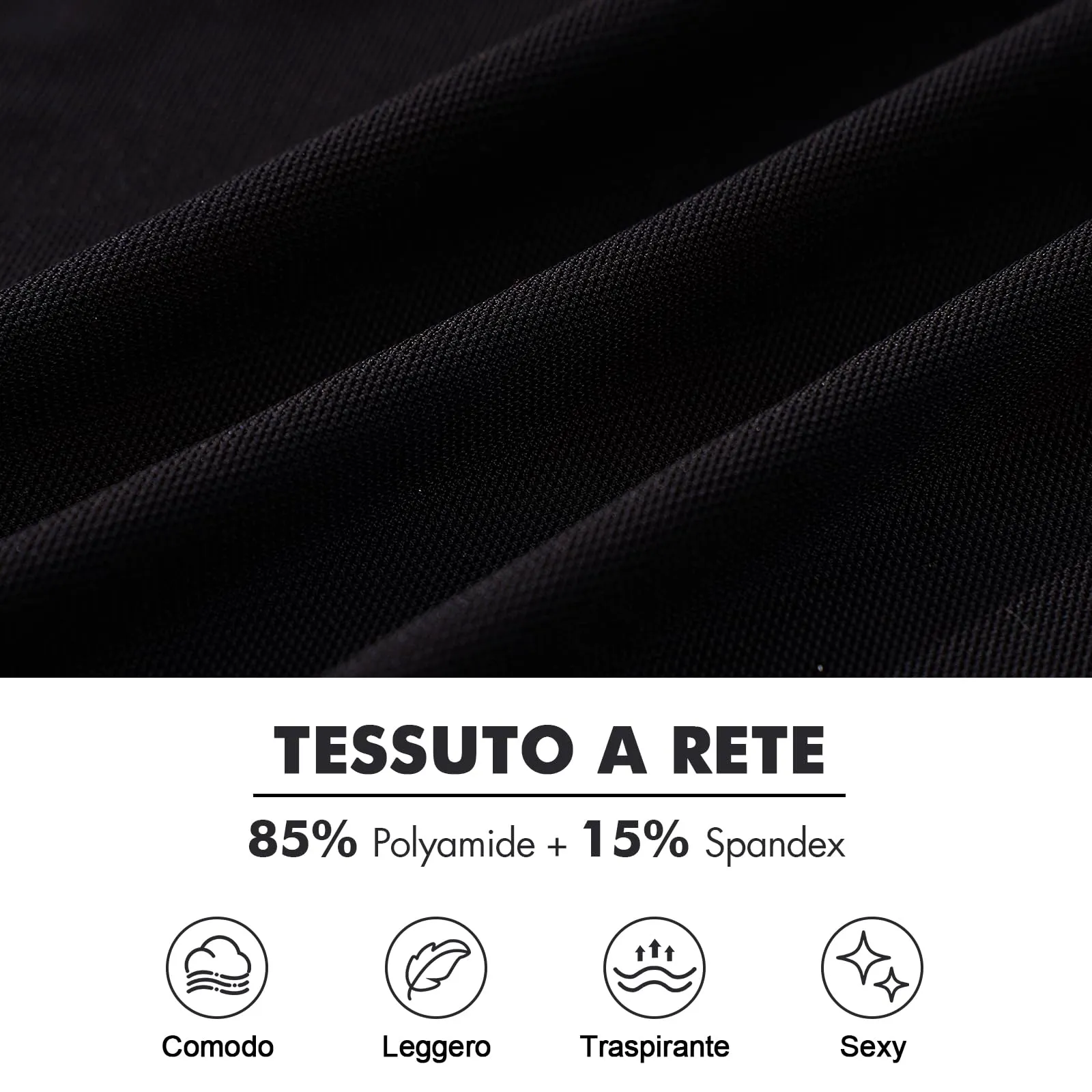 GENEMEN Maglia a Rete Uomo Trasparente Manica Lunga, Nero, XL - immagine 5