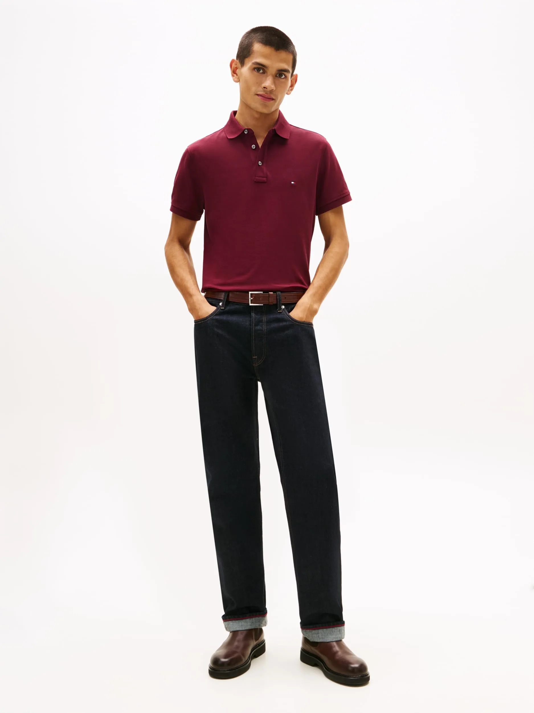 Tommy Hilfiger Uomo Maglietta Polo Maniche Corte 1985 Slim Fit, Rosso Deep Rouge, M - immagine 3