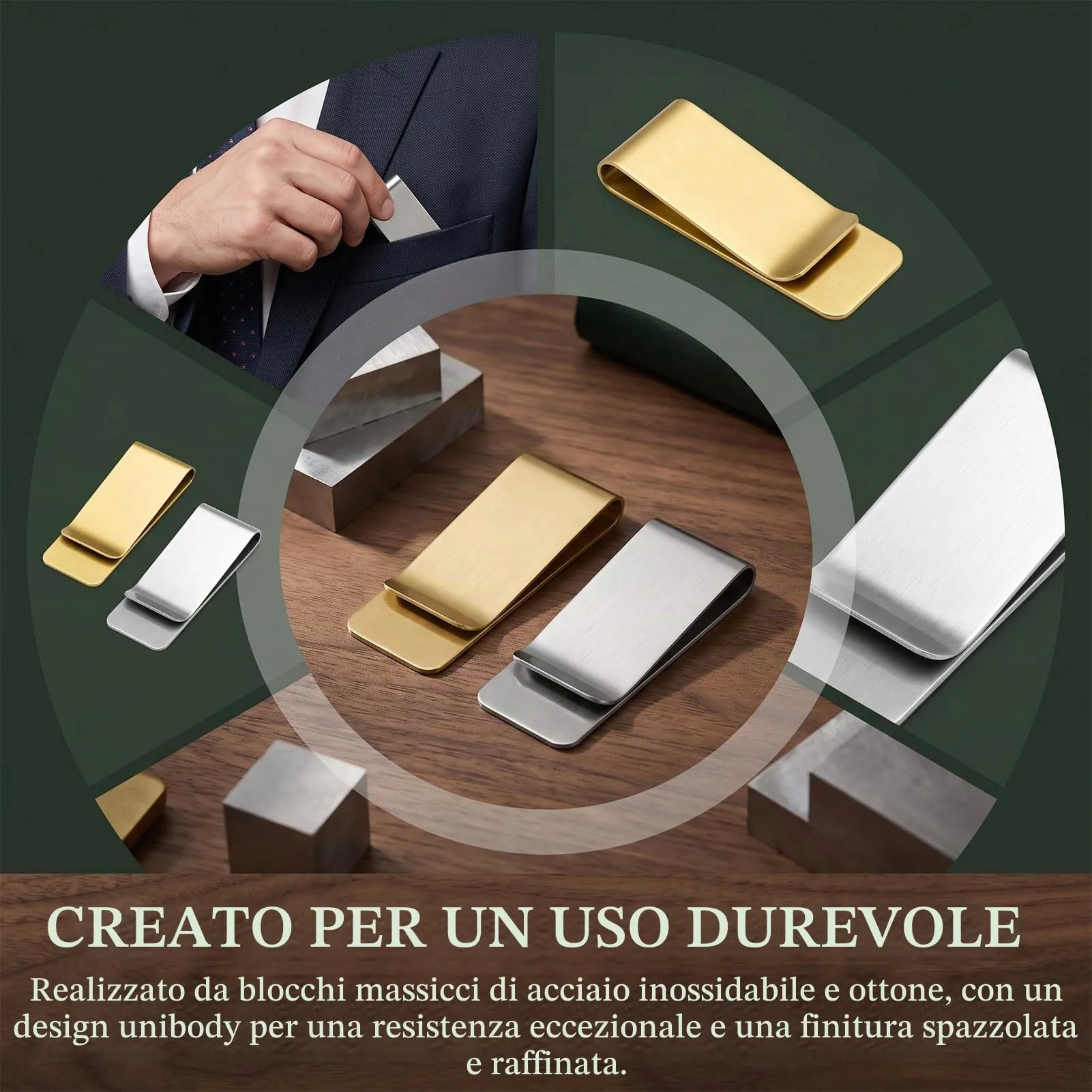 SZXMDKH Fermasoldi in Metallo, 2 Pezzi (Argento e Oro) - immagine 3