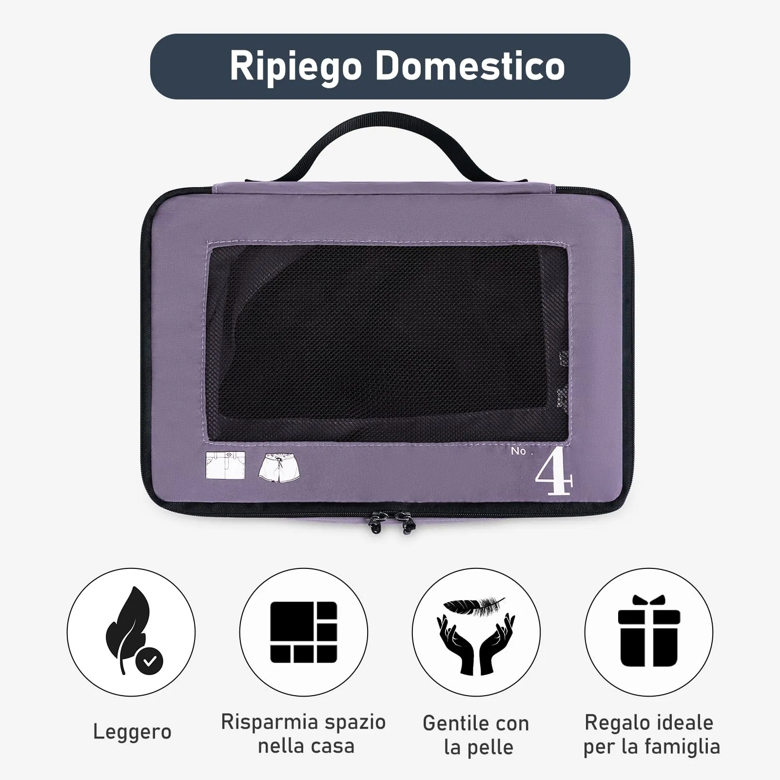 ECOHUB Set Packing Cubes Organizer Valigie 7 Pezzi in PET Ecologico (Viola) - immagine 7