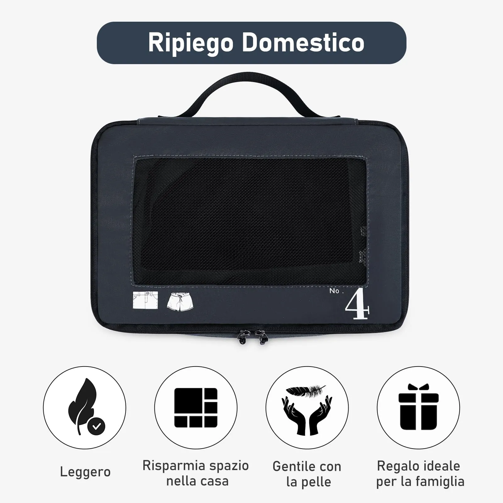 ECOHUB Set Packing Cubes Organizer Valigie 7 Pezzi in PET Ecologico (Blu scuro) - immagine 8