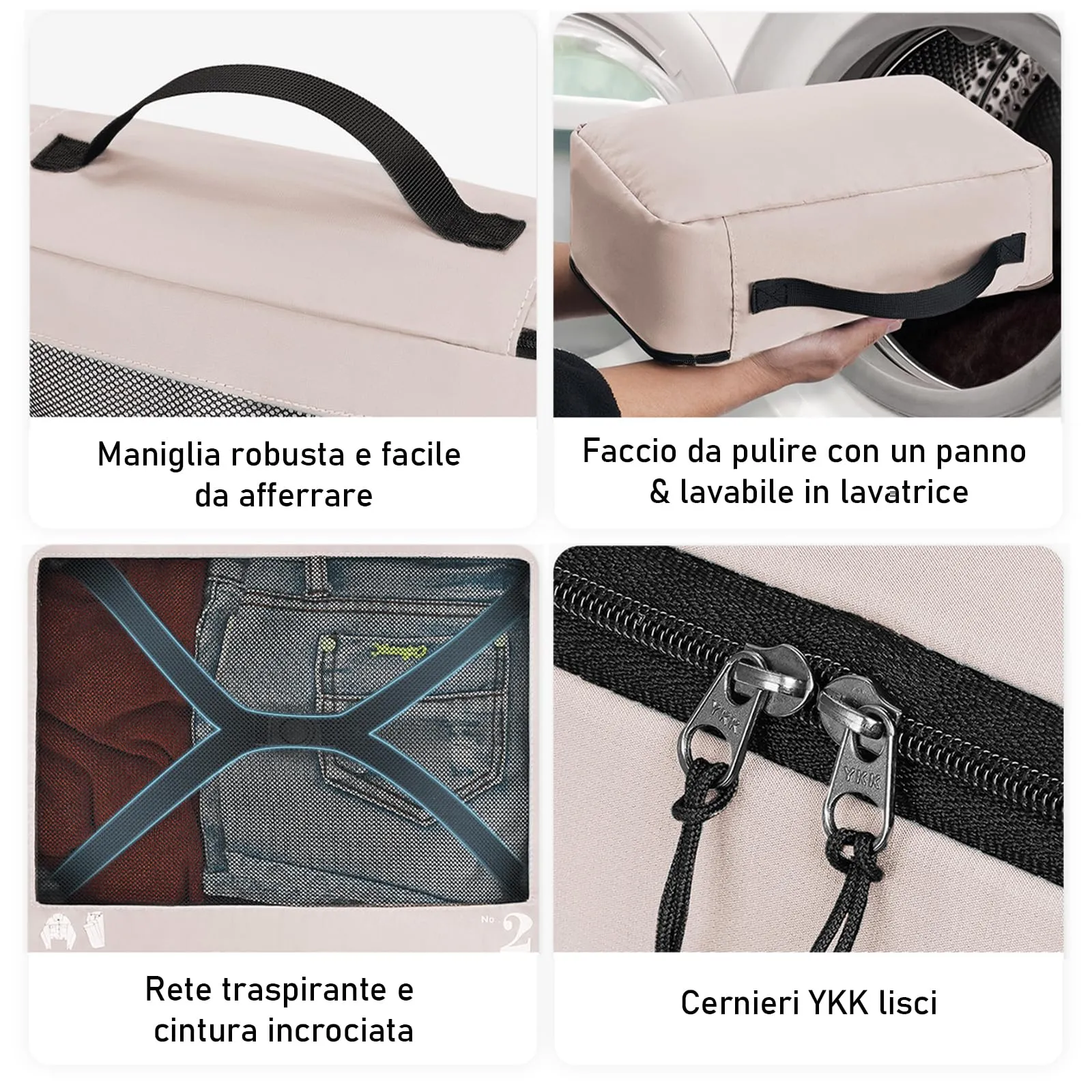 ECOHUB Set Packing Cubes Organizer Valigie 7 Pezzi in PET Ecologico (Beige) - immagine 5