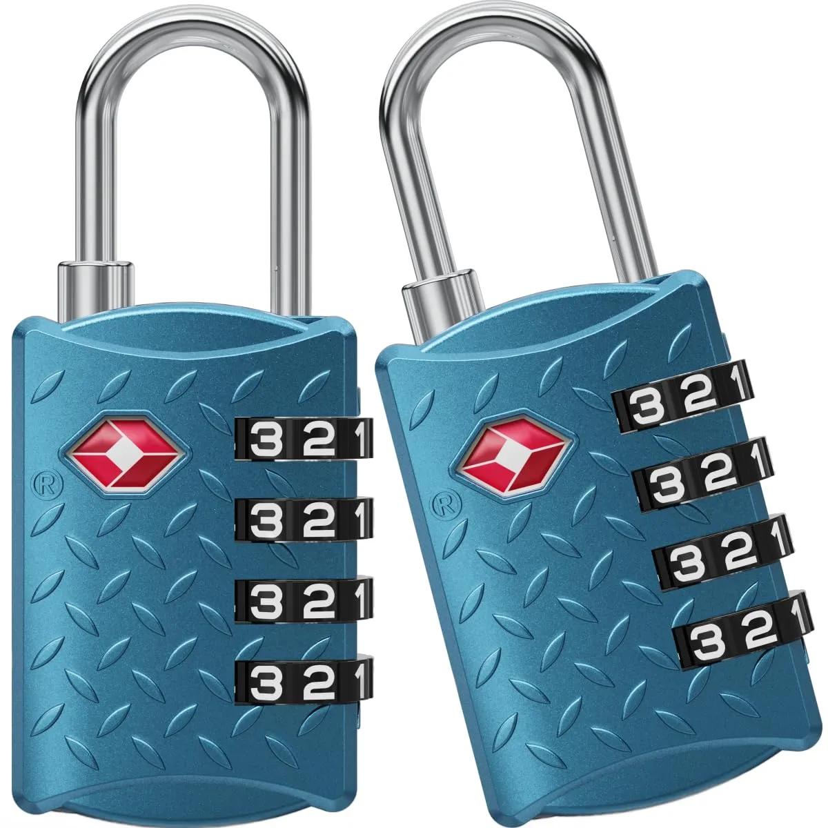 NovLock Lucchetti TSA a combinazione da viaggio a 4 cifre, 2 pezzi, Blu - immagine 1