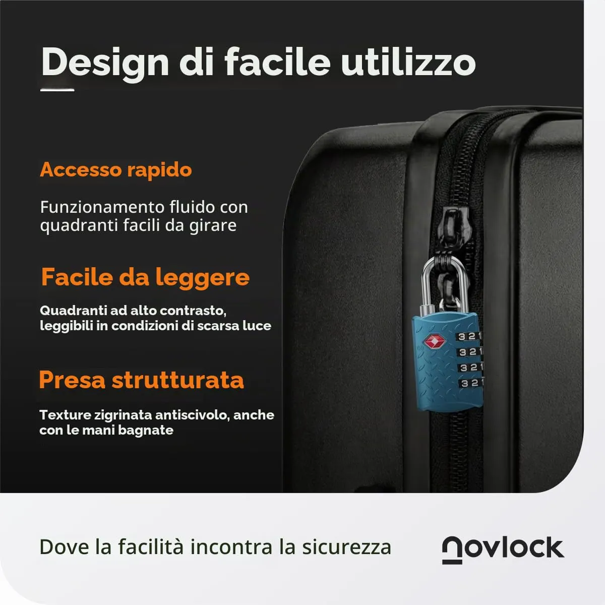 NovLock Lucchetti TSA a combinazione da viaggio a 4 cifre, 2 pezzi, Blu - immagine 7