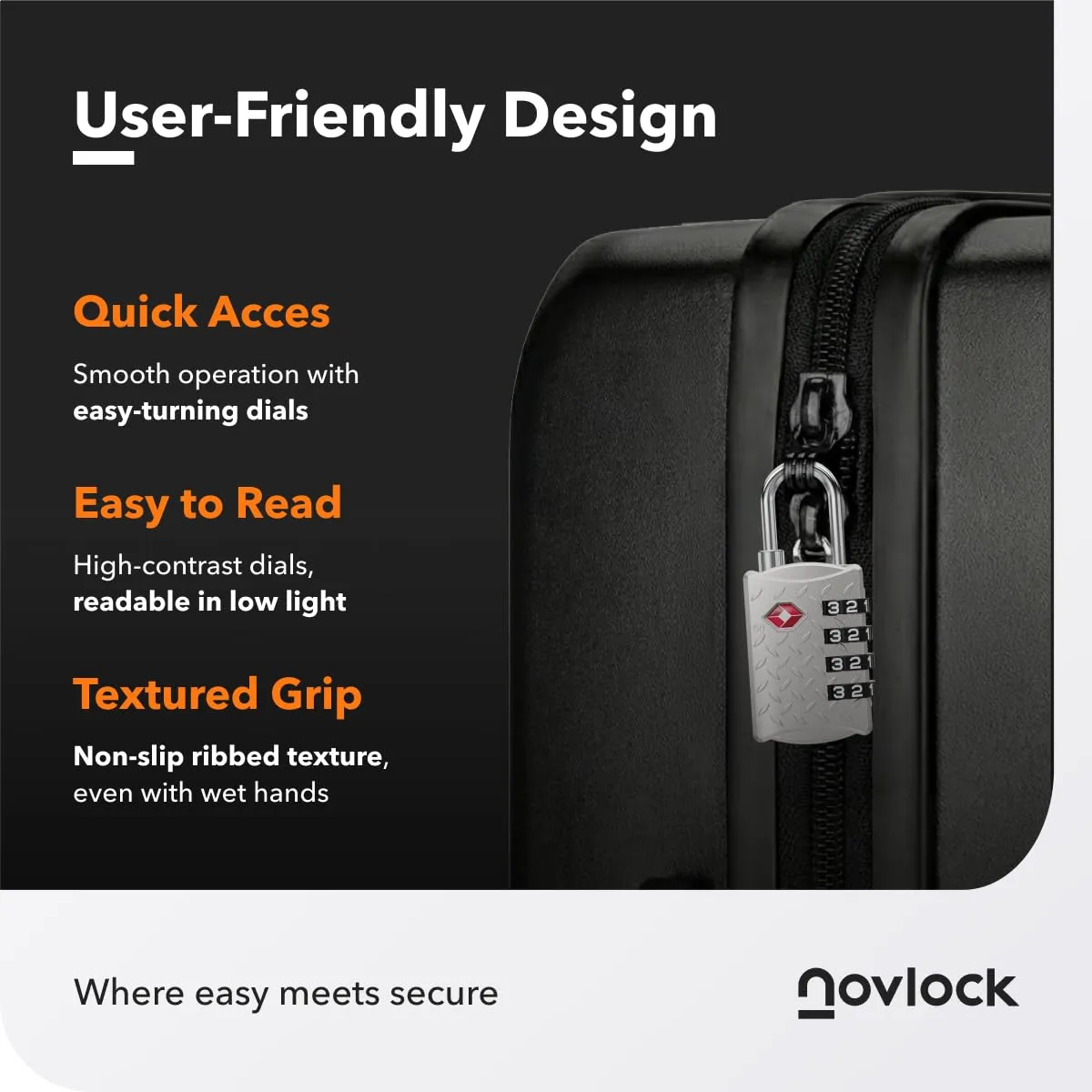 NovLock Lucchetti TSA a combinazione da viaggio a 4 cifre, Argento, 2 pezzi - immagine 7