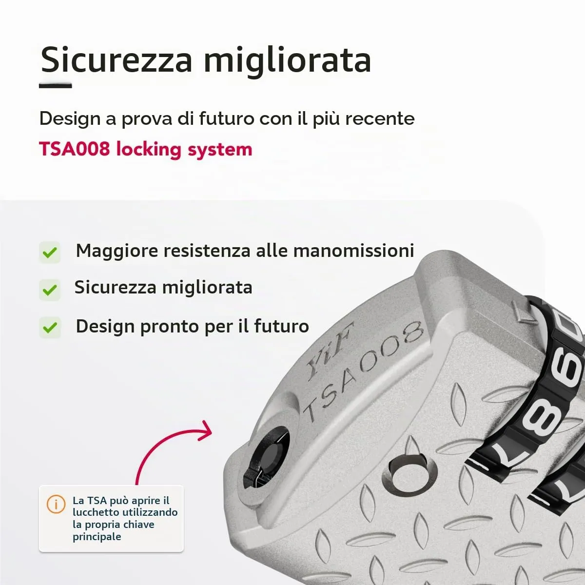 NovLock Lucchetti TSA a combinazione da viaggio a 4 cifre, 2 pezzi, Nero/Argento - immagine 5