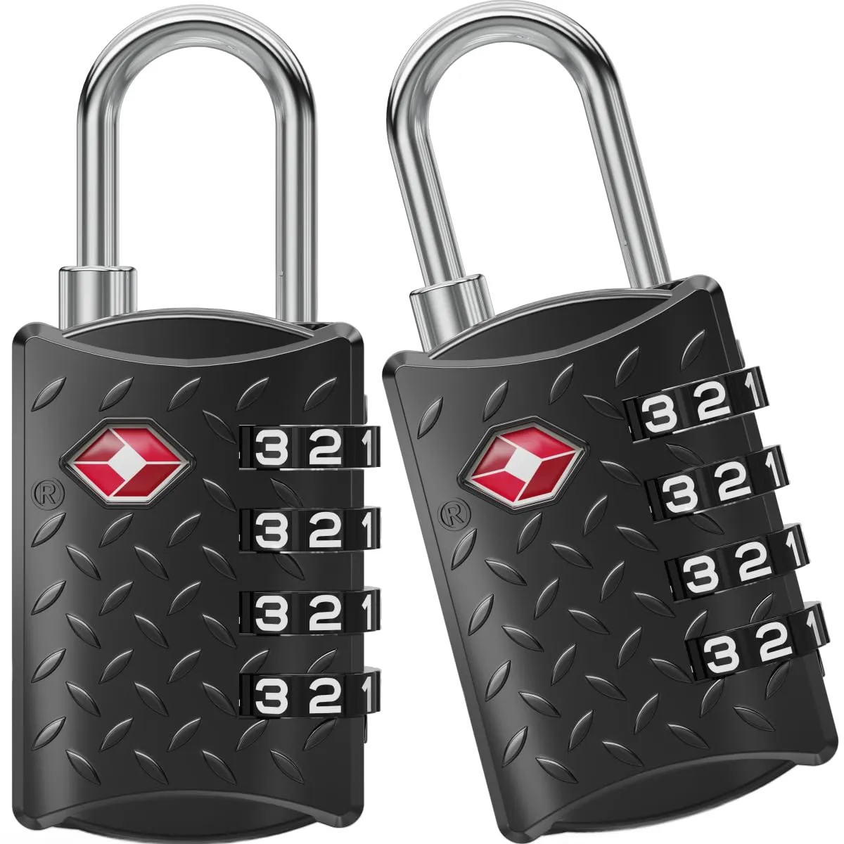 NovLock Lucchetti TSA a combinazione da viaggio a 4 cifre, nero, 2 pezzi - immagine 1