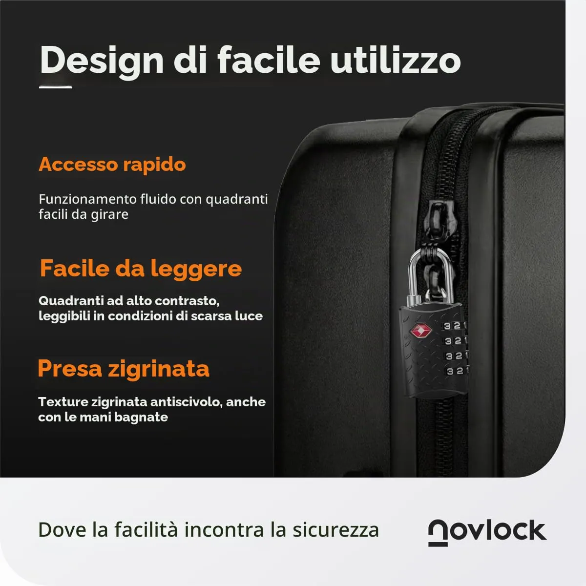 NovLock Lucchetti TSA a combinazione da viaggio a 4 cifre, nero, 2 pezzi - immagine 7