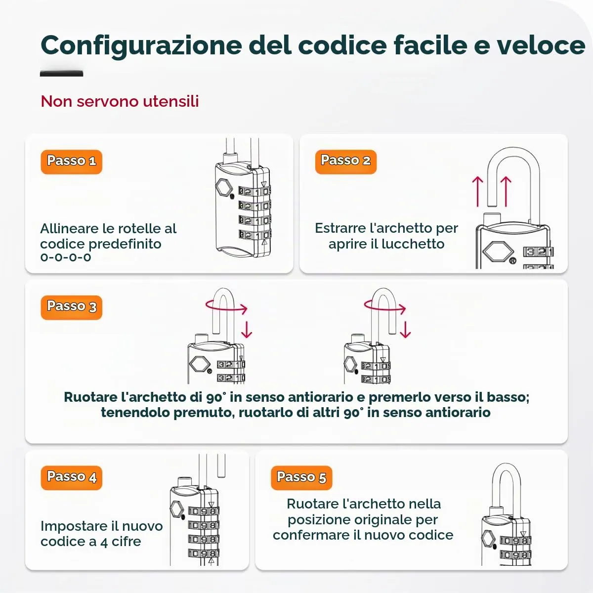 NovLock Lucchetti TSA a combinazione da viaggio a 4 cifre, nero, 4 pezzi - immagine 9