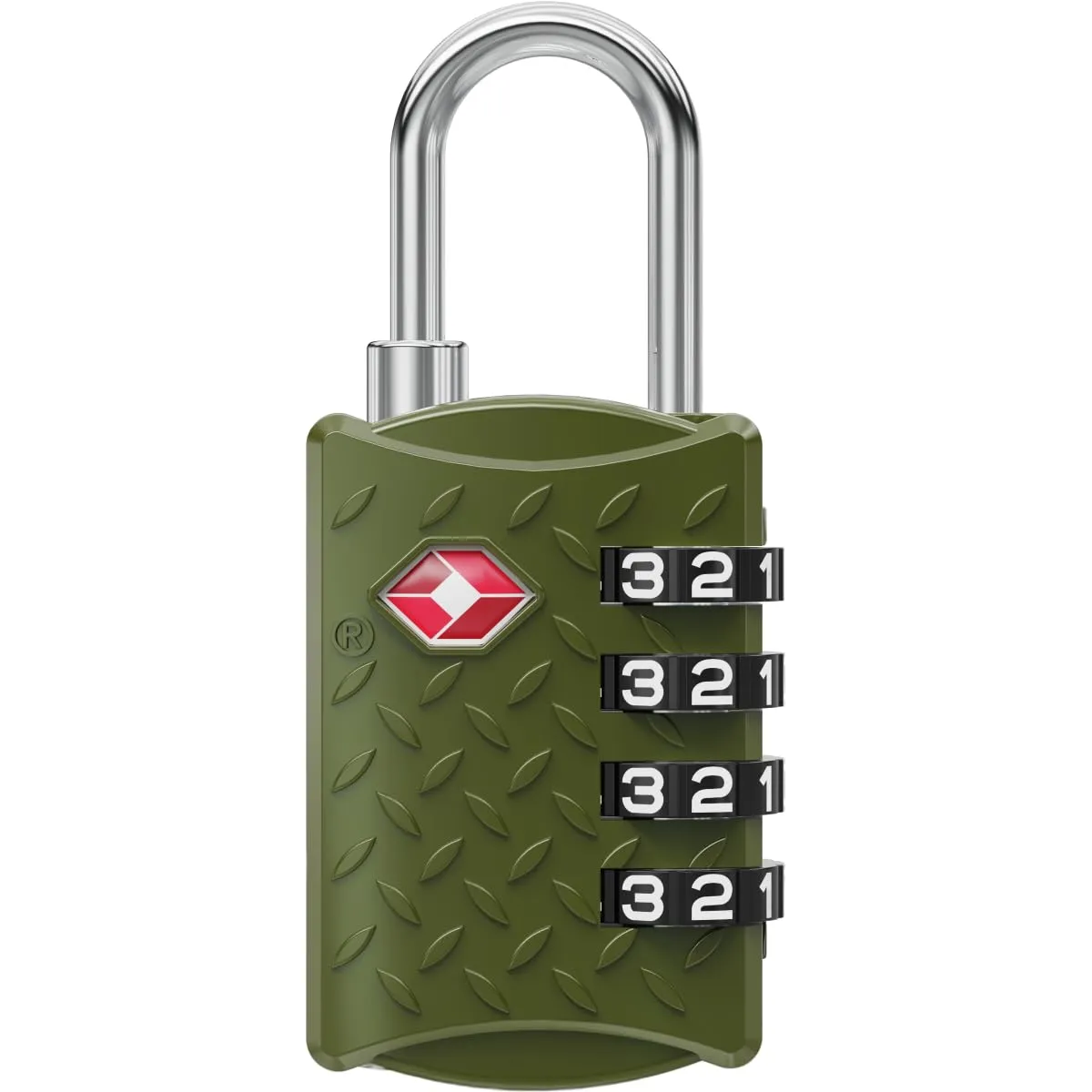 NovLock Lucchetto TSA a combinazione da viaggio a 4 cifre, superficie zigrinata antiscivolo, verde - immagine 1