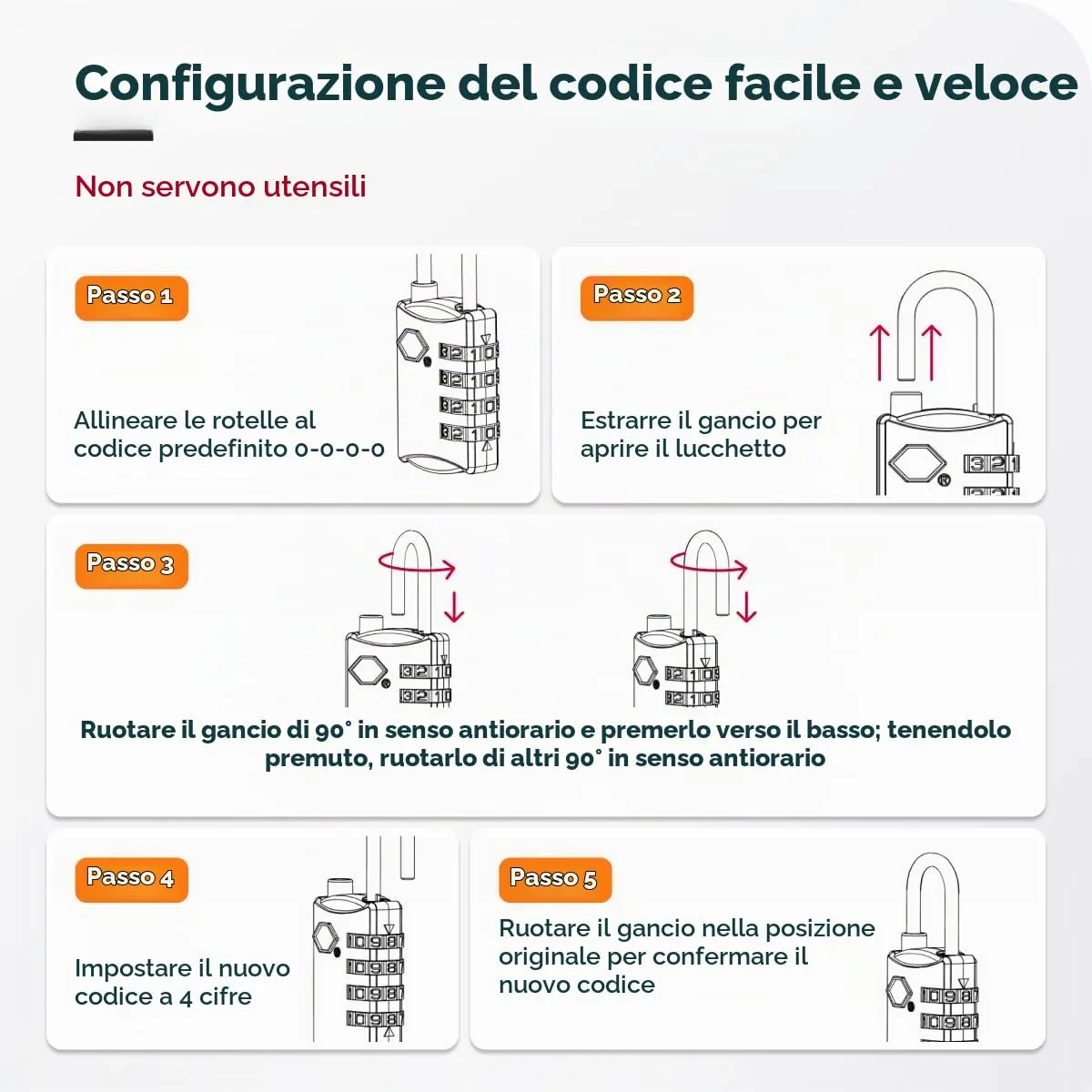 NovLock Lucchetto TSA a combinazione da viaggio a 4 cifre, superficie zigrinata antiscivolo, verde - immagine 9