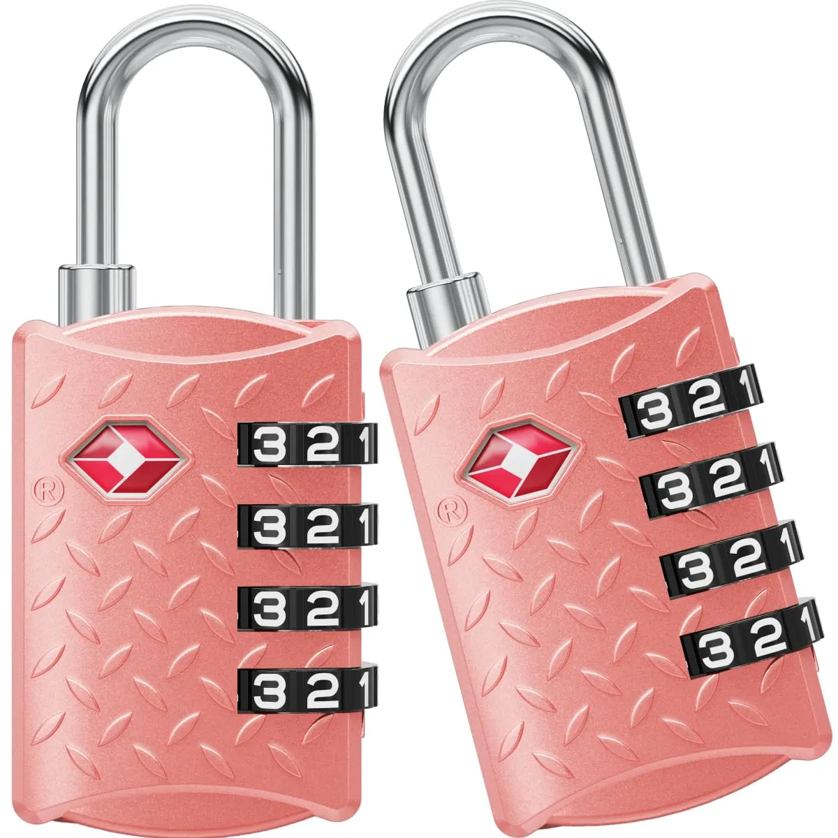 NovLock Lucchetti TSA a combinazione da viaggio a 4 cifre, Rosa, 2 pezzi - immagine 1