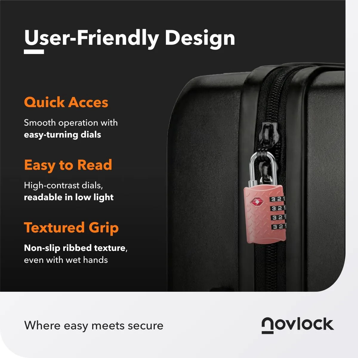 NovLock Lucchetti TSA a combinazione da viaggio a 4 cifre, Rosa, 2 pezzi - immagine 7