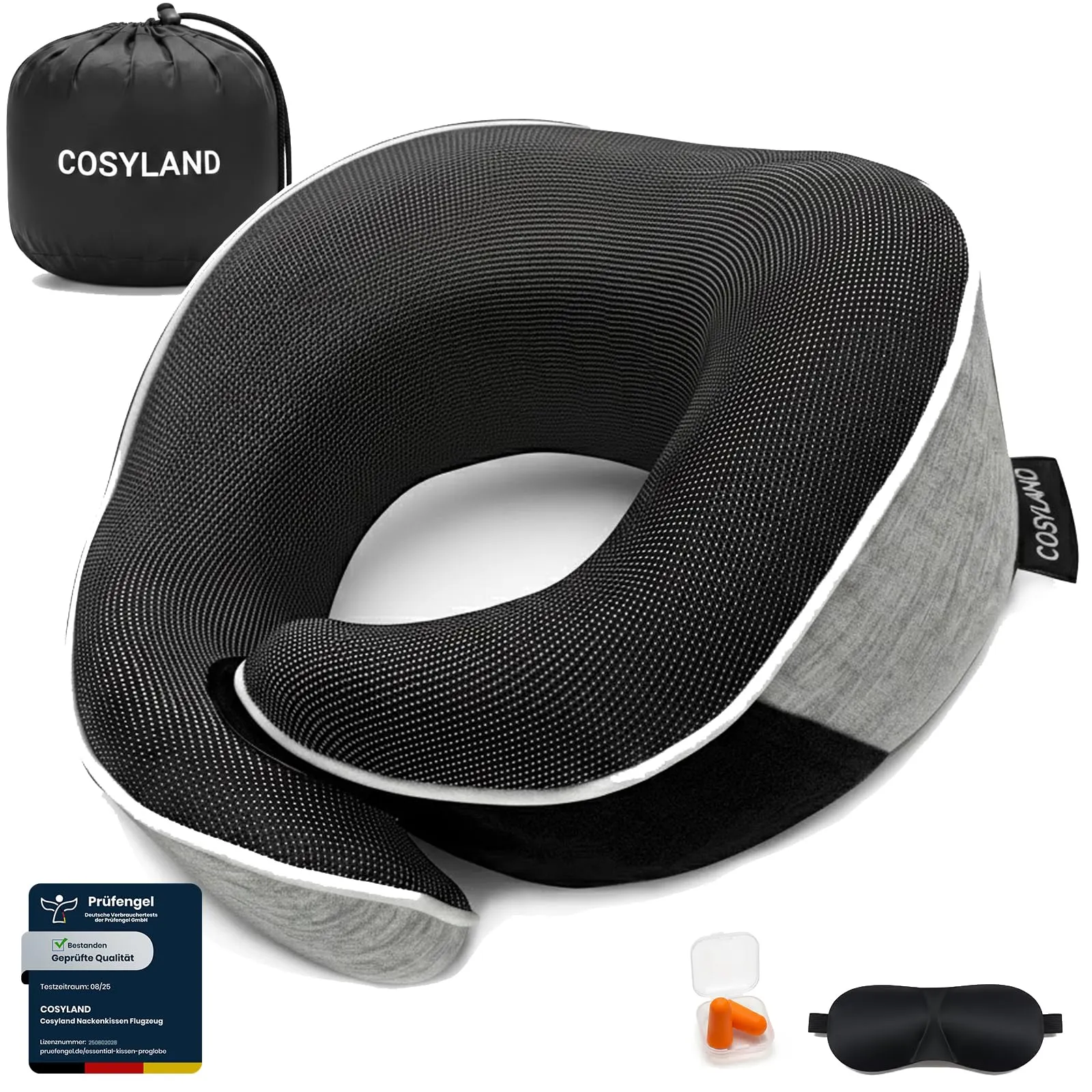 COSYLAND Cuscino da Viaggio Cervicale in Memory Foam, Grigio - immagine 1