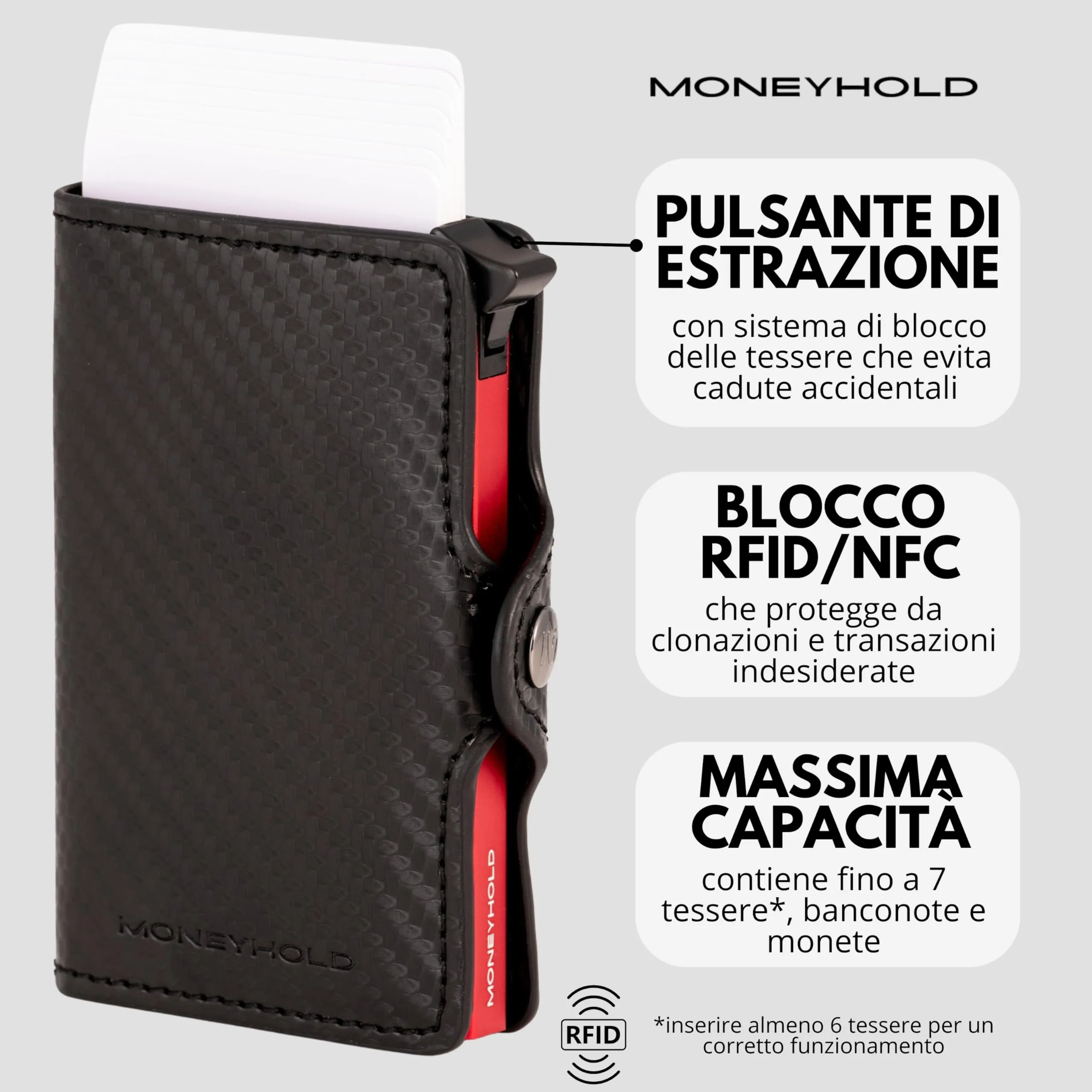 Moneyhold Portafoglio Uomo Slim in Similpelle con Protezione RFID, Porta Carte e Portamonete - immagine 2