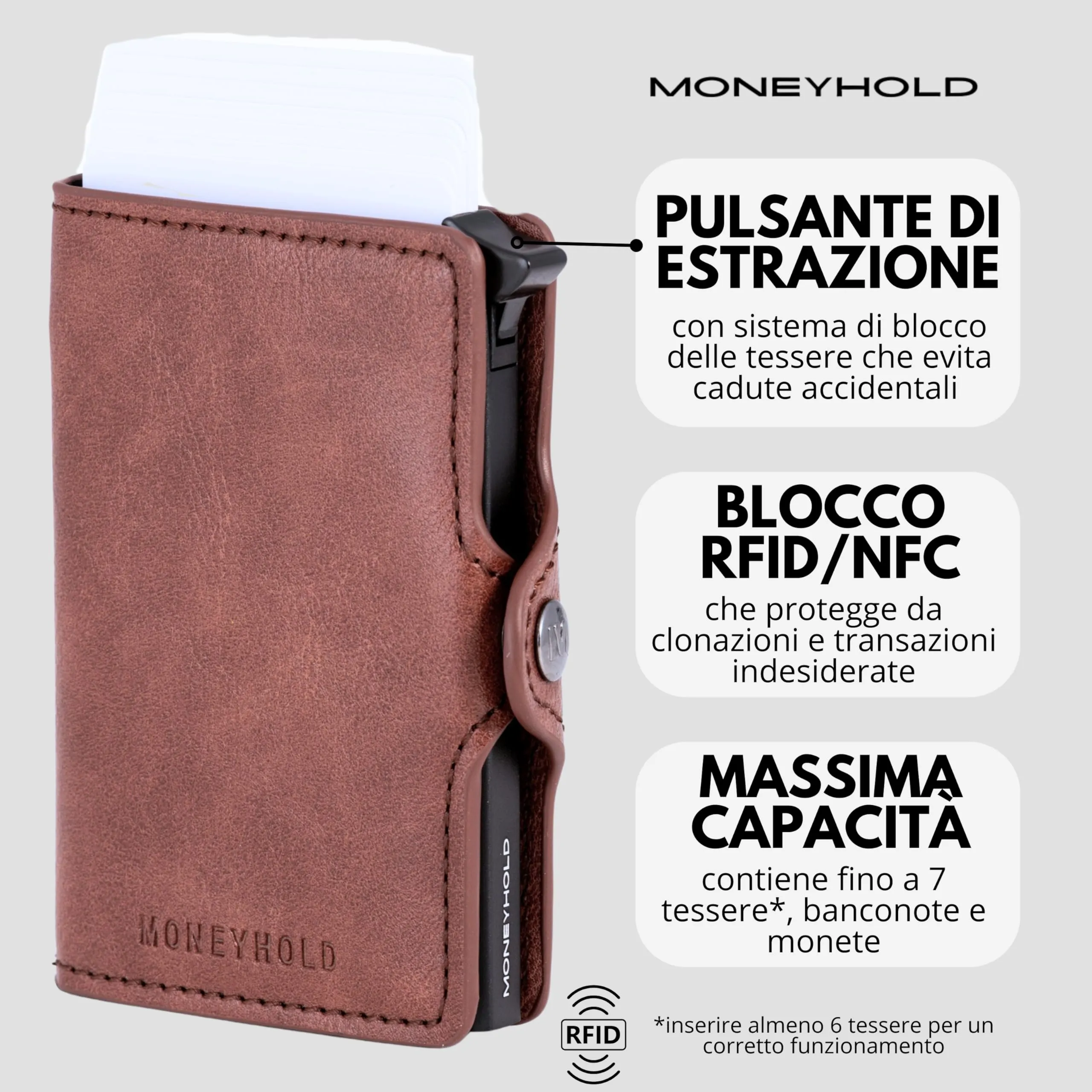 Moneyhold Portafoglio Uomo Slim in Similpelle con Protezione RFID e Porta Carte (10 Tessere) - immagine 3