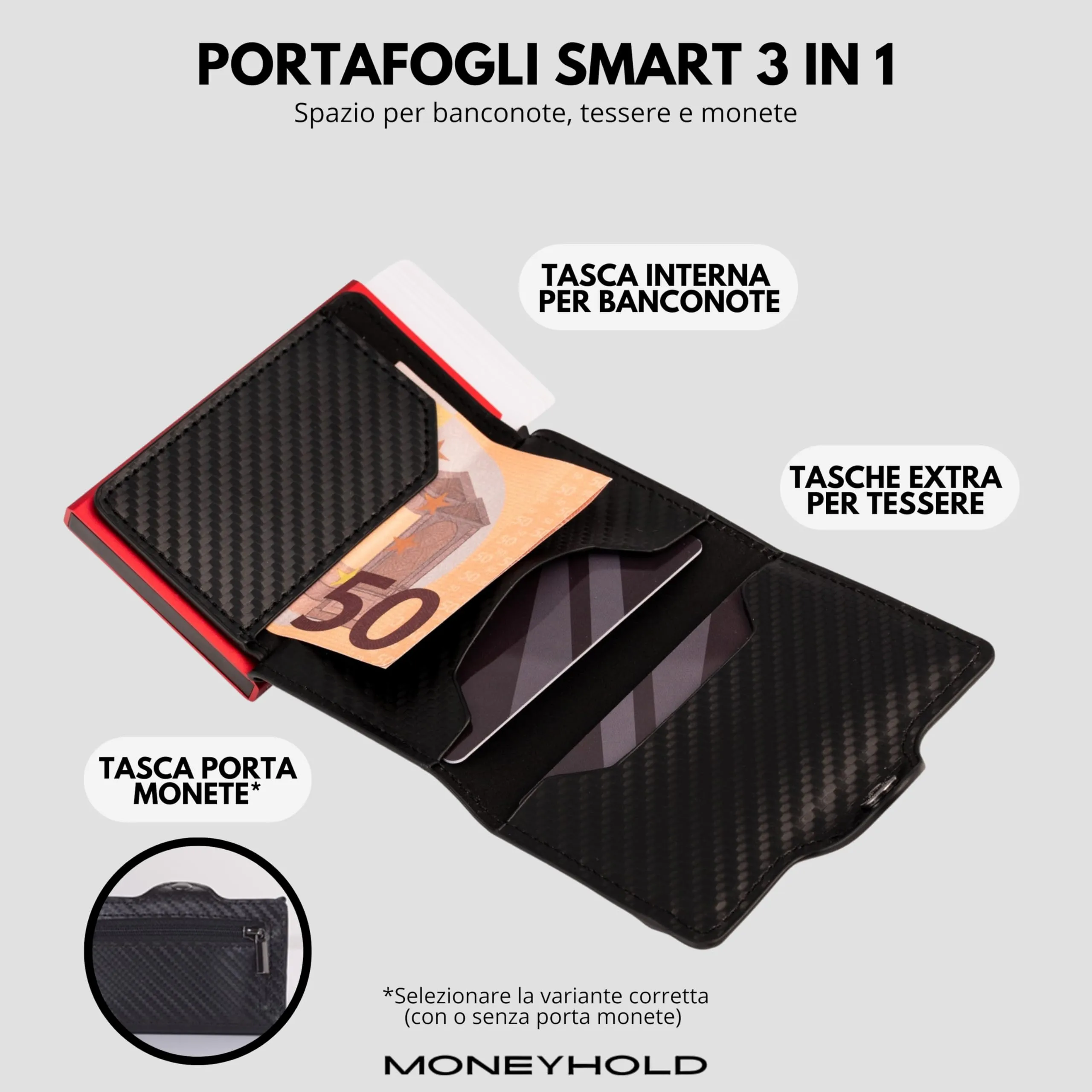 Moneyhold Portafoglio Uomo Slim in Similpelle con Protezione RFID e Porta Carte (10 Tessere) - immagine 3