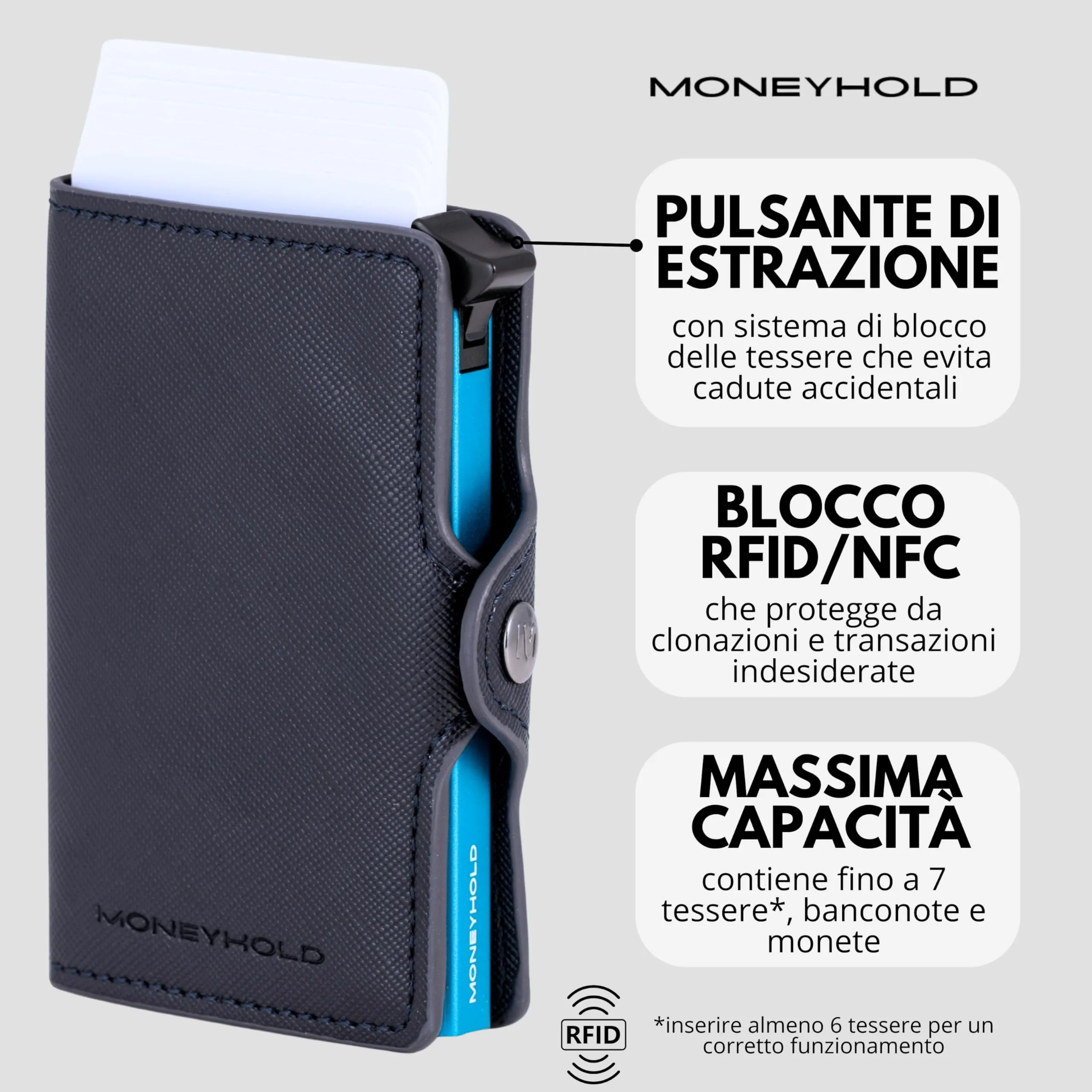 Moneyhold Portafoglio Uomo Slim in Similpelle con Protezione RFID e Porta Carte (10 Tessere) - immagine 2
