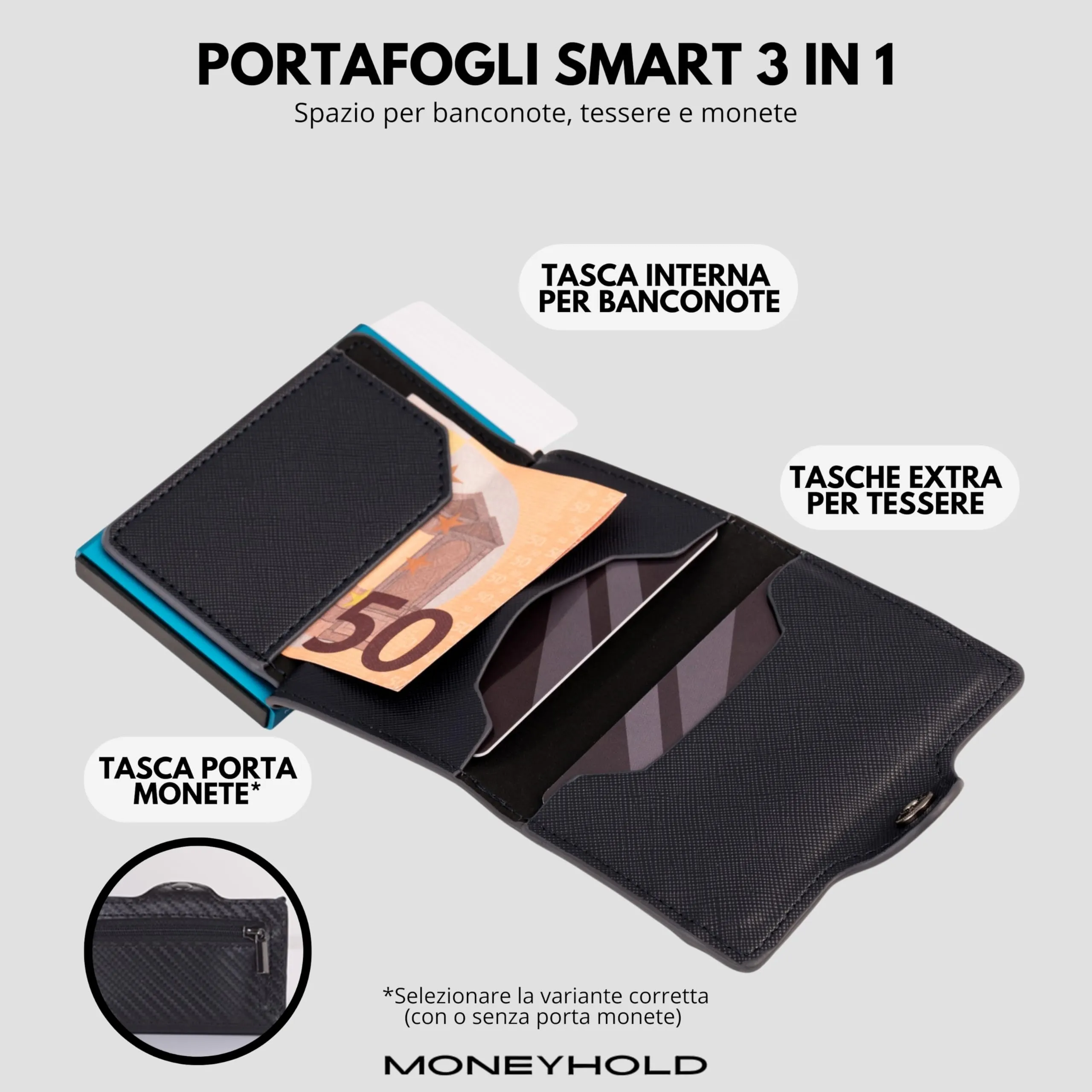 Moneyhold Portafoglio Uomo Slim in Similpelle con Protezione RFID e Porta Carte (10 Tessere) - immagine 3