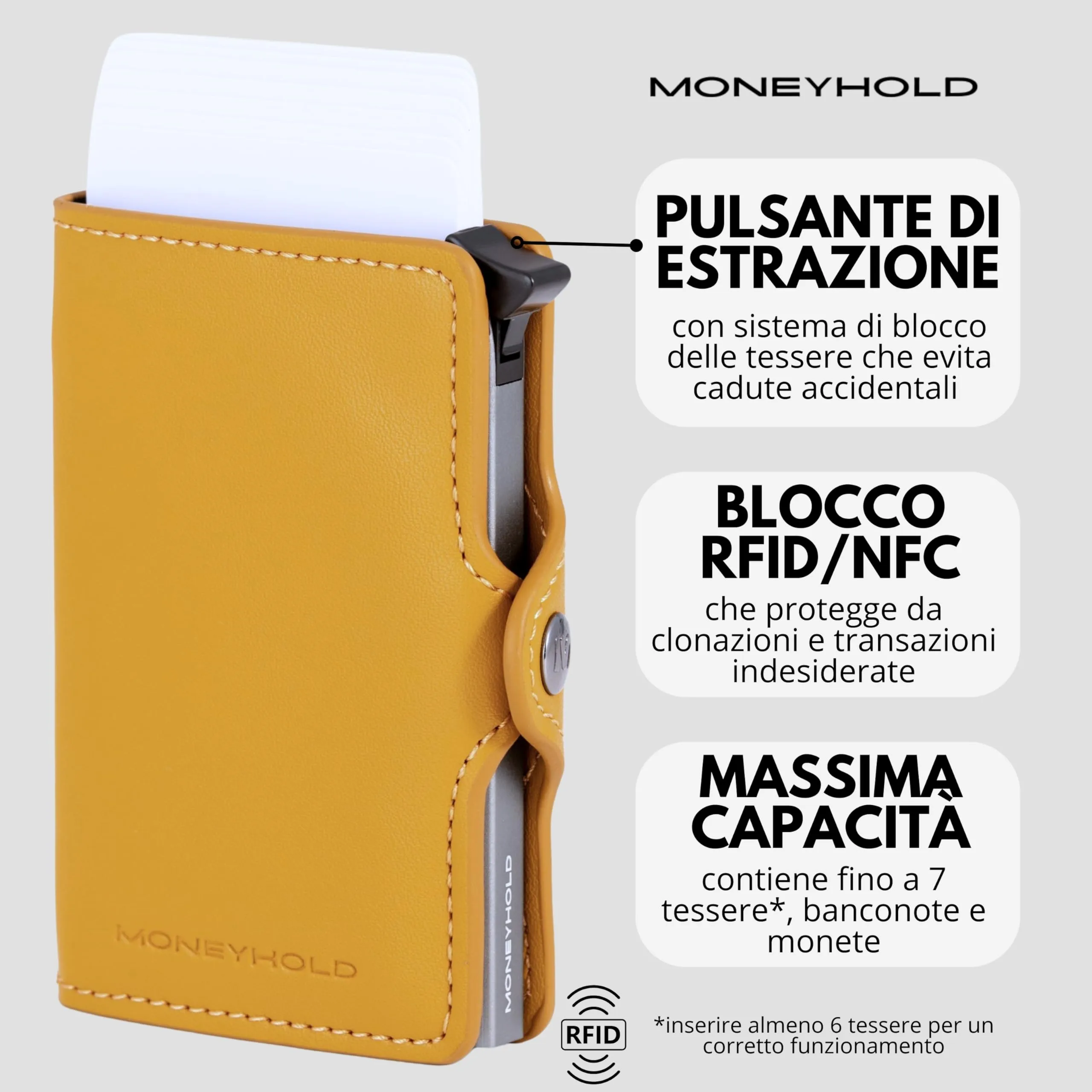Moneyhold Portafoglio Uomo Slim in Similpelle con Protezione RFID, Porta Carte di Credito e Portamonete - immagine 2
