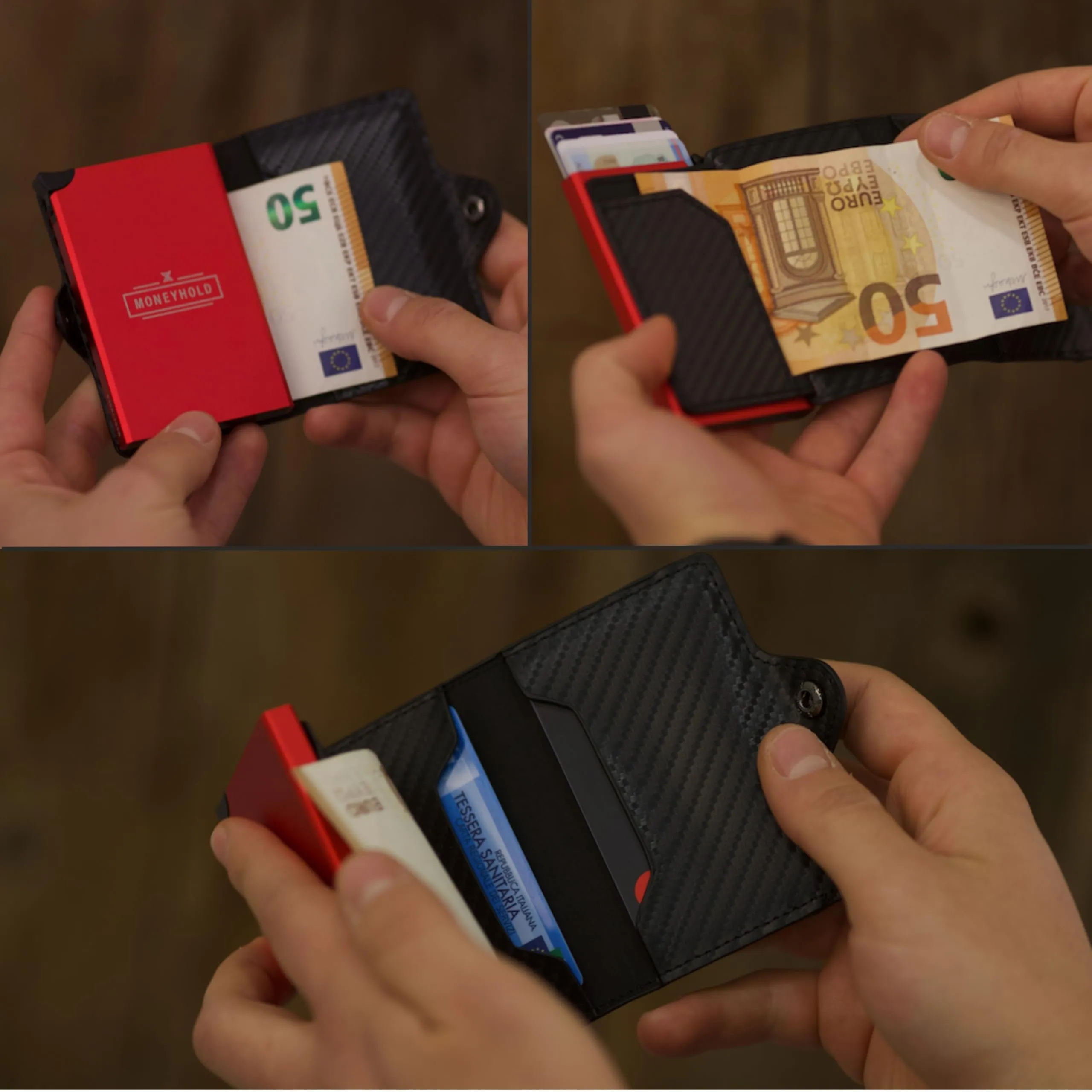Moneyhold Portafoglio Uomo Slim in Similpelle con Protezione RFID e Portamonete - immagine 6